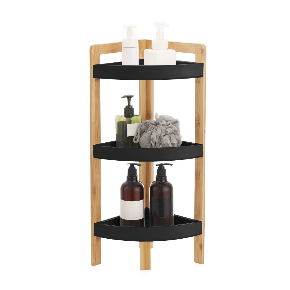 Изображение товара Полка для душа Lemer Nice угловая 3 яруса черный дерево