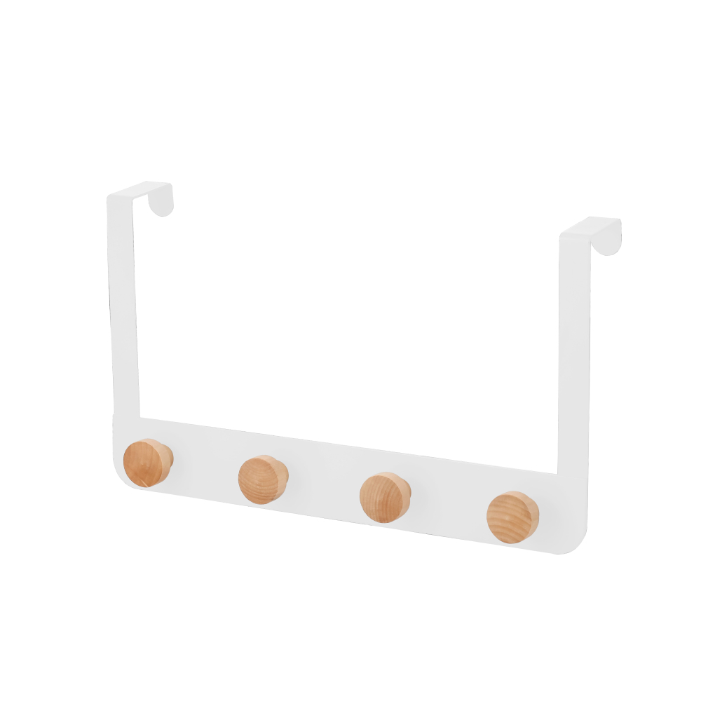 Изображение товара Вешалка на дверь Lemer Neris стальная 4 крючка цвет белый/дерево