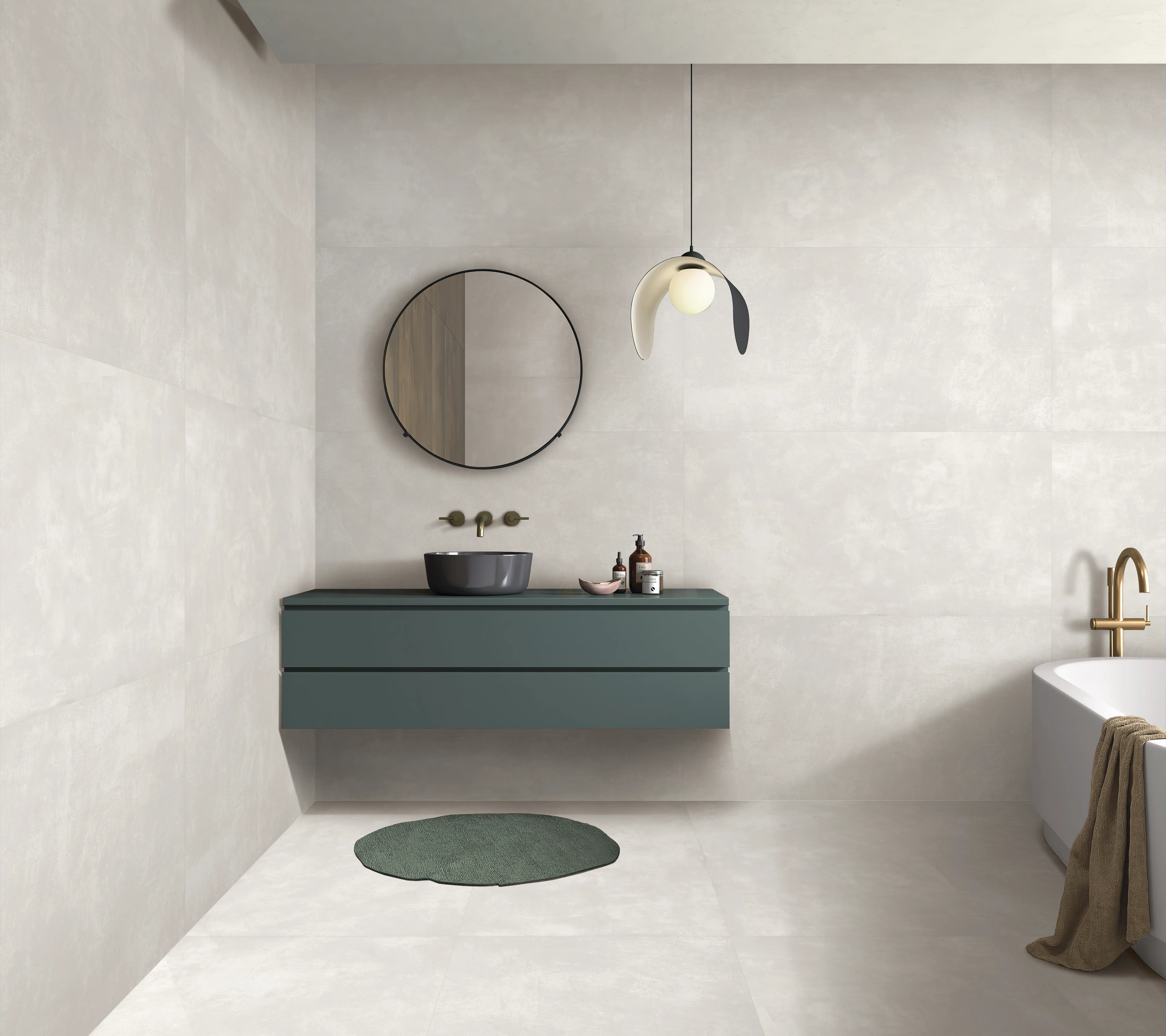 Глазурованный керамогранит Arcadia Ceramica Cement Bianco 60x120 см 1.44 м² матовый цвет светлый серо-бежевый - 5