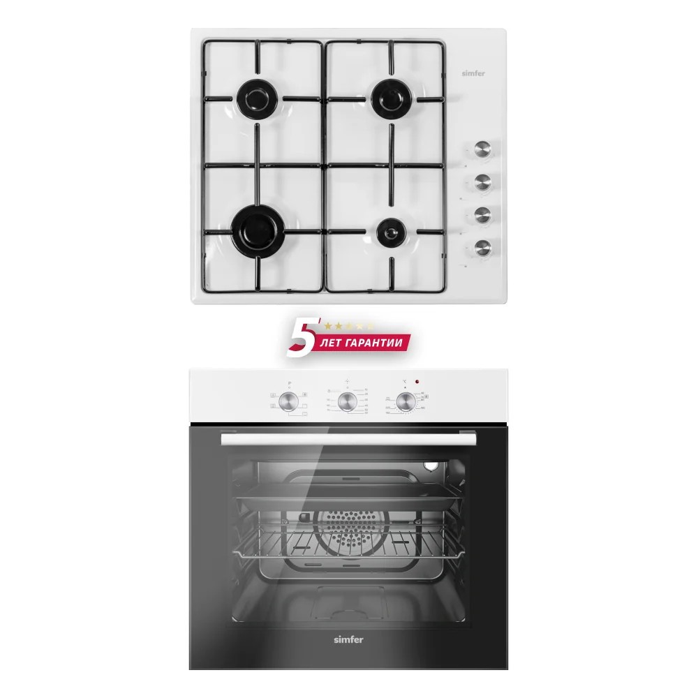 Изображение товара Комплект бытовой техники варочная панель и встраиваемая электрическая духовка SIMFER S66W411 цвет белый