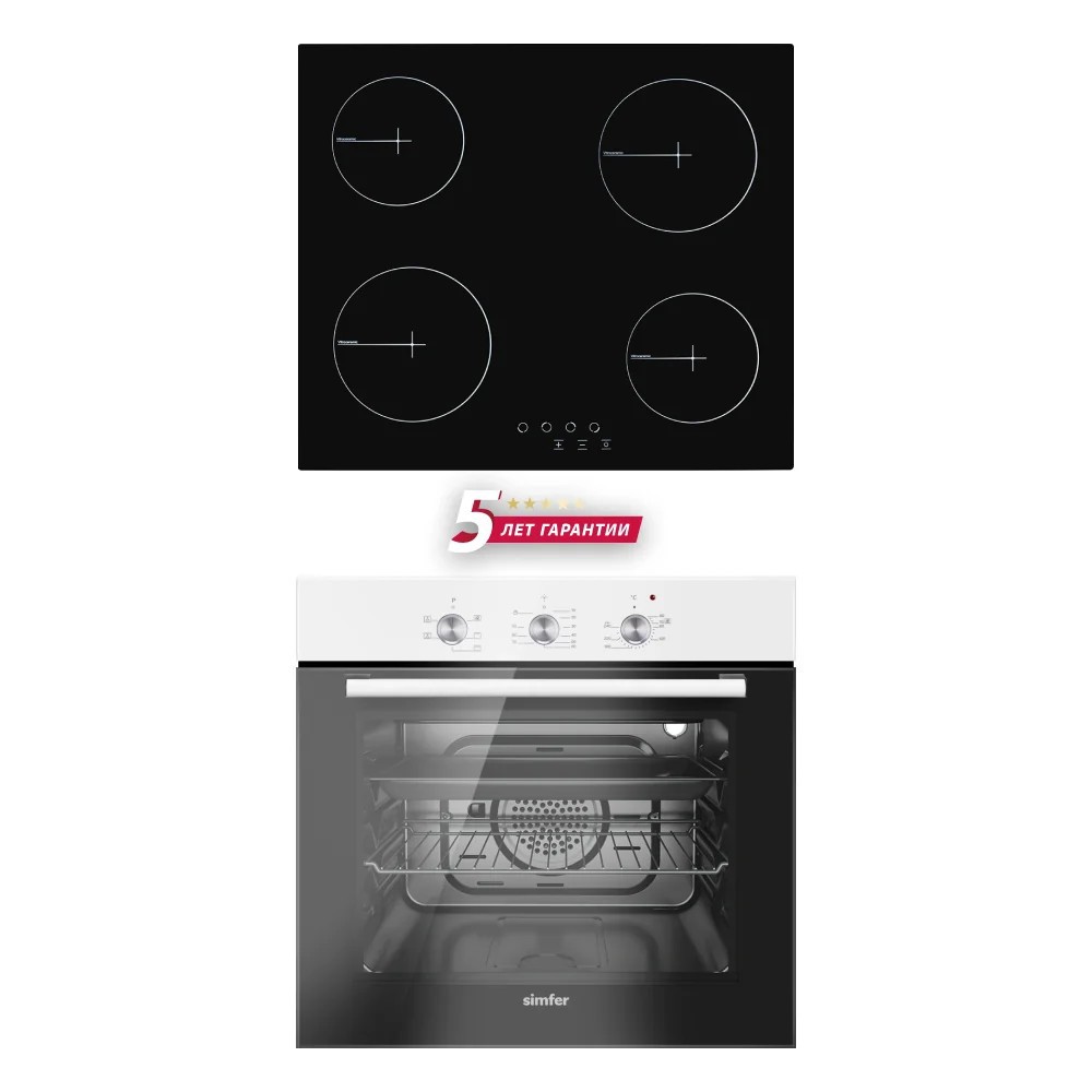 Изображение товара Комплект бытовой техники SIMFER белый встраиваемый варочная панель и духовка