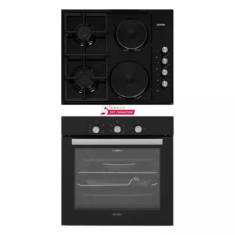 Изображение товара Комплект бытовой техники варочная панель и духовка SIMFER S62B516 черный