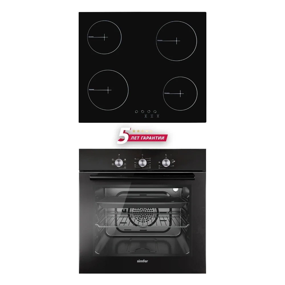 Изображение товара Комплект бытовой техники Simfer S65B020 варочная панель и встроенная духовка черный