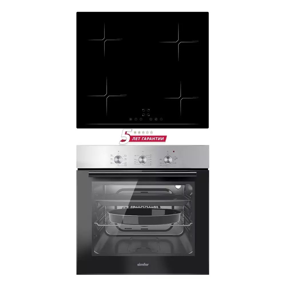 Изображение товара Комплект бытовой техники варочная панель и духовой шкаф SIMFER S69M003 черный нержавеющая сталь