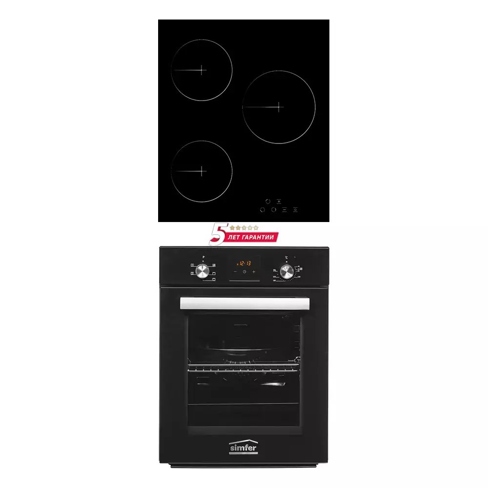Изображение товара Комплект встраиваемой бытовой техники SIMFER S45B020: варочная панель и духовка Черный