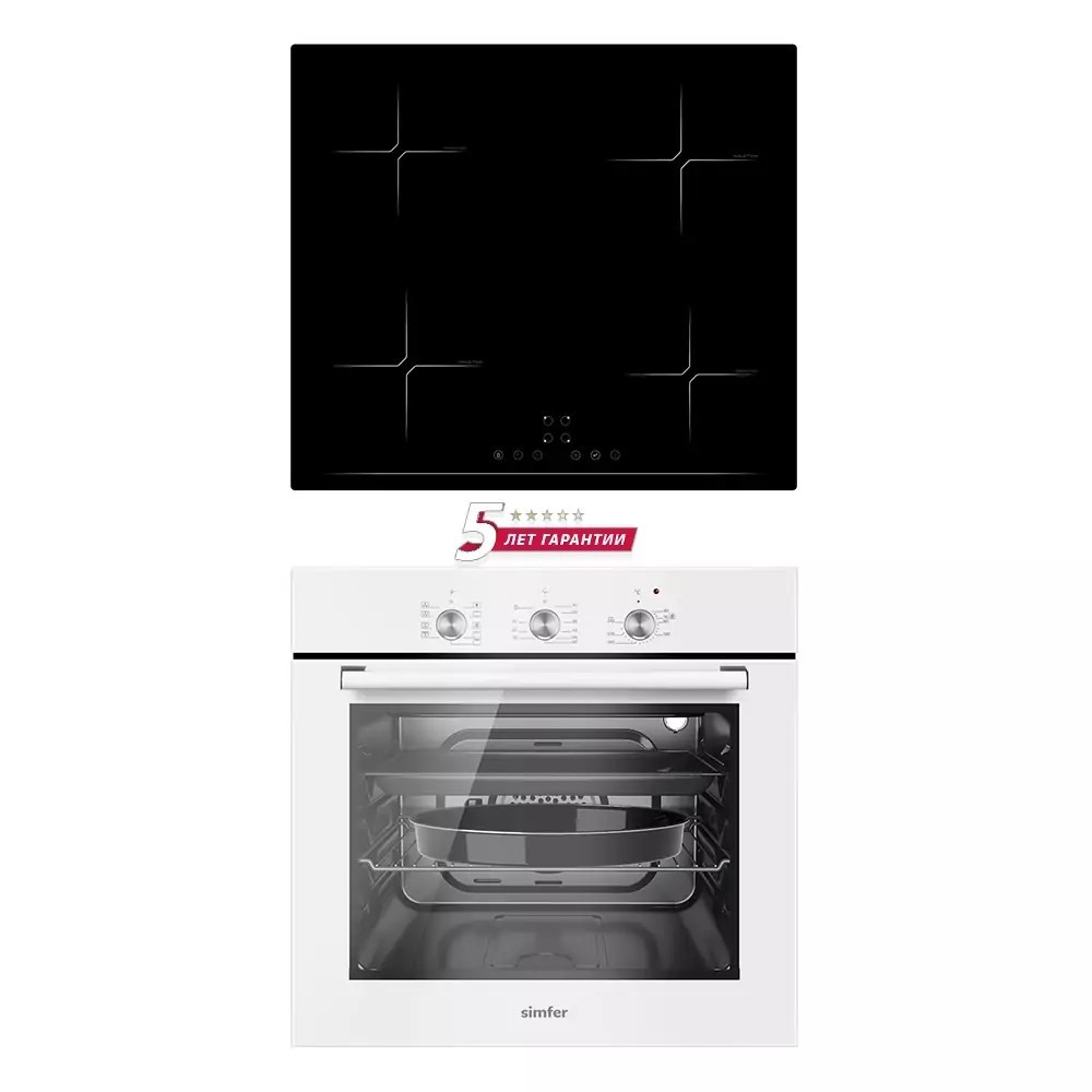 Изображение товара Комплект бытовой техники SIMFER варочная панель и духовка S69W003 белый черный