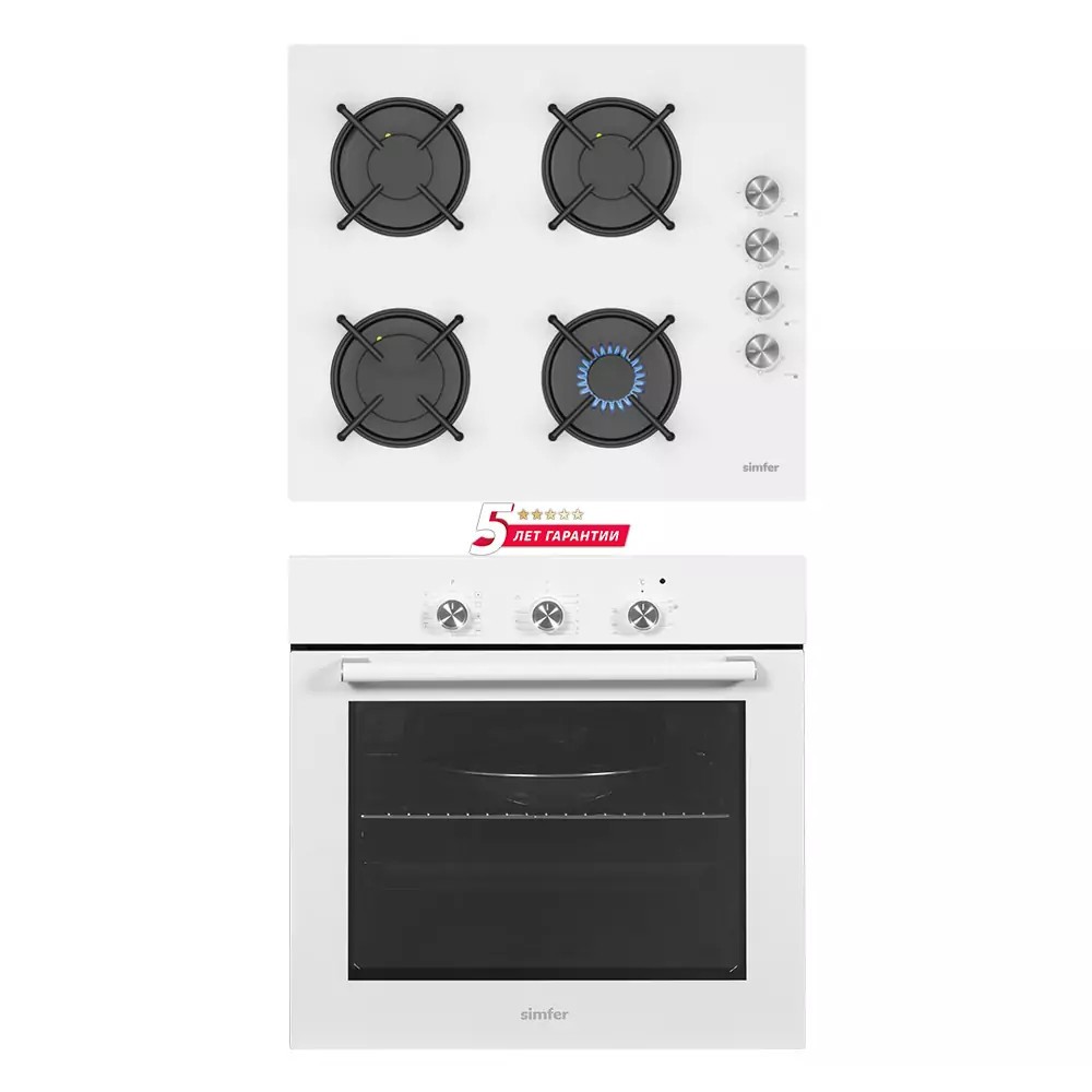 Изображение товара Комплект бытовой техники варочная панель и духовой шкаф SIMFER S68W000 белый