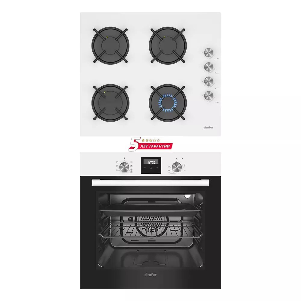 Изображение товара Комплект варочная панель и духовой шкаф SIMFER S69W500 встраиваемый белый