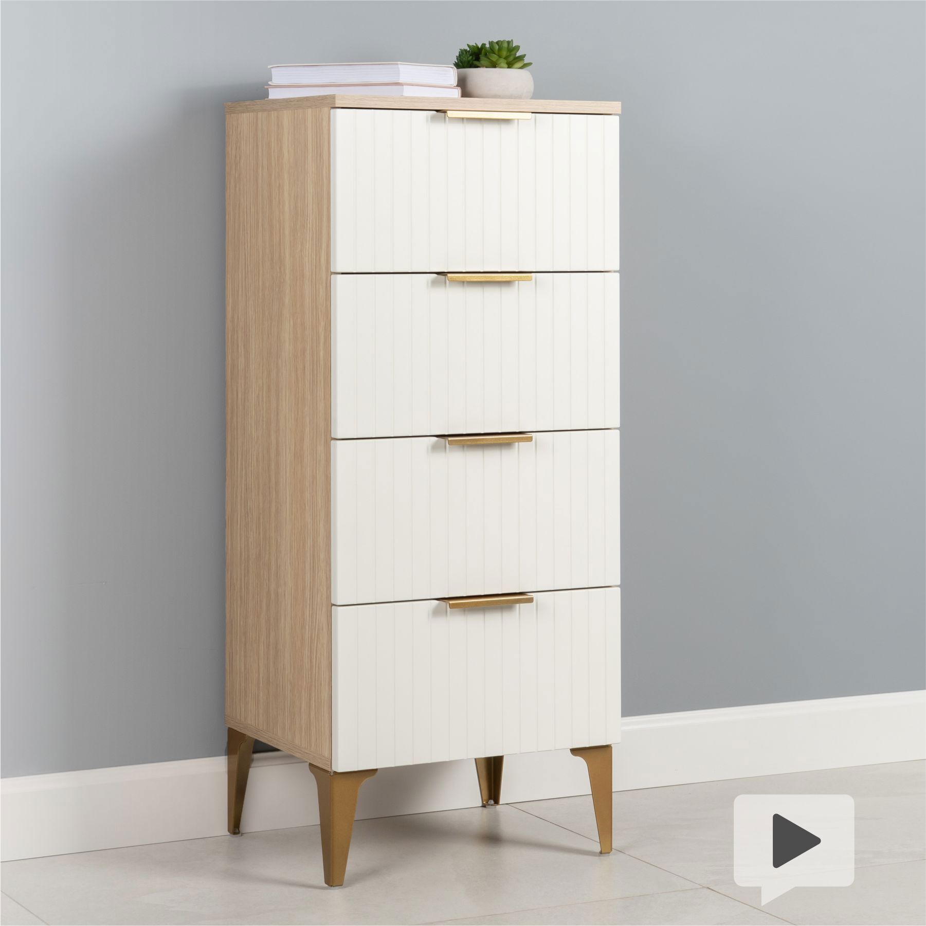 Изображение товара Комод MOBI Жаклин 16.232 4 ящика белая шагрень современный дизайн Россия