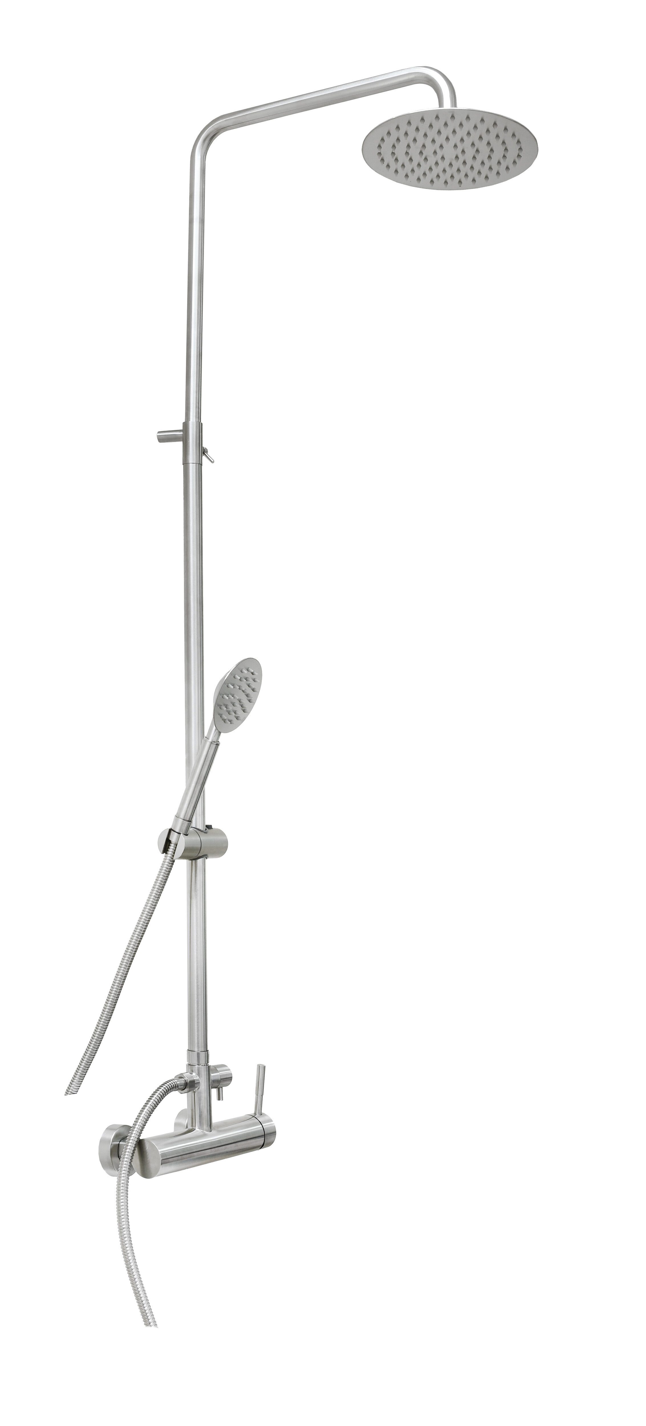 Изображение товара Душевая стойка Santrek aqua-994 inox шар d-35 нерж, с верхним душем и смесителем (без излива) 317579 1 режимная цвет нержавейка