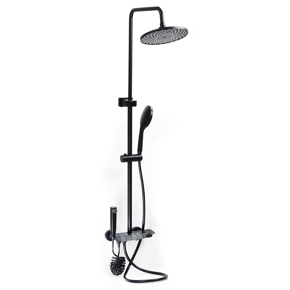 Изображение товара Душевая стойка Santrek AQUA-1265 1 режим черный современный дизайн