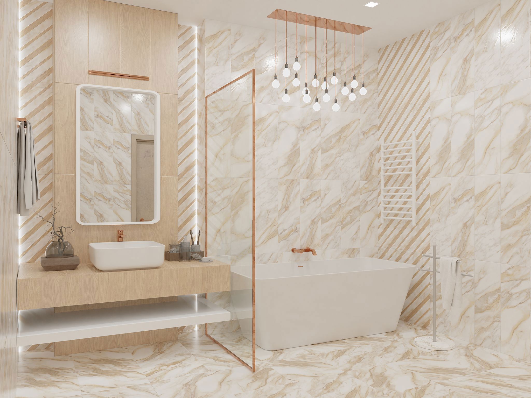 Изображение товара Плитка настенная Eletto Ceramica Calacatta 507881201ufa 24.20x70 см бежевый