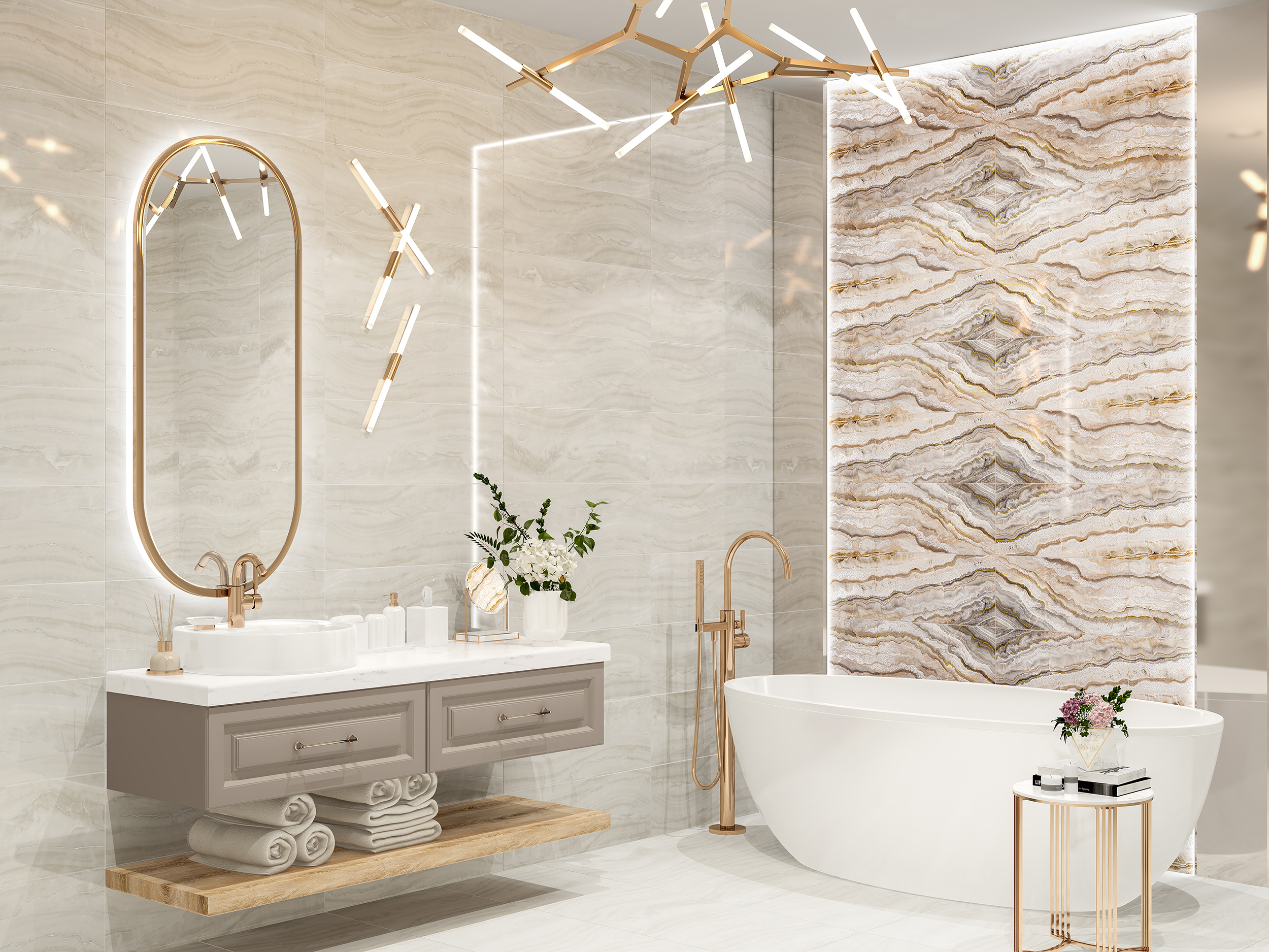 Изображение товара Настенная плитка Eletto Ceramica Gala 508361101ufa, 24.20x70 см, бежевый