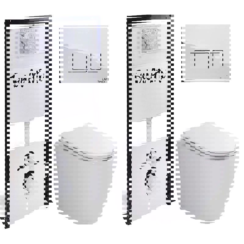 Изображение товара Комплект TONI ARTI 3 в 1 инсталляция унитаз и кнопка смыва Noche хром