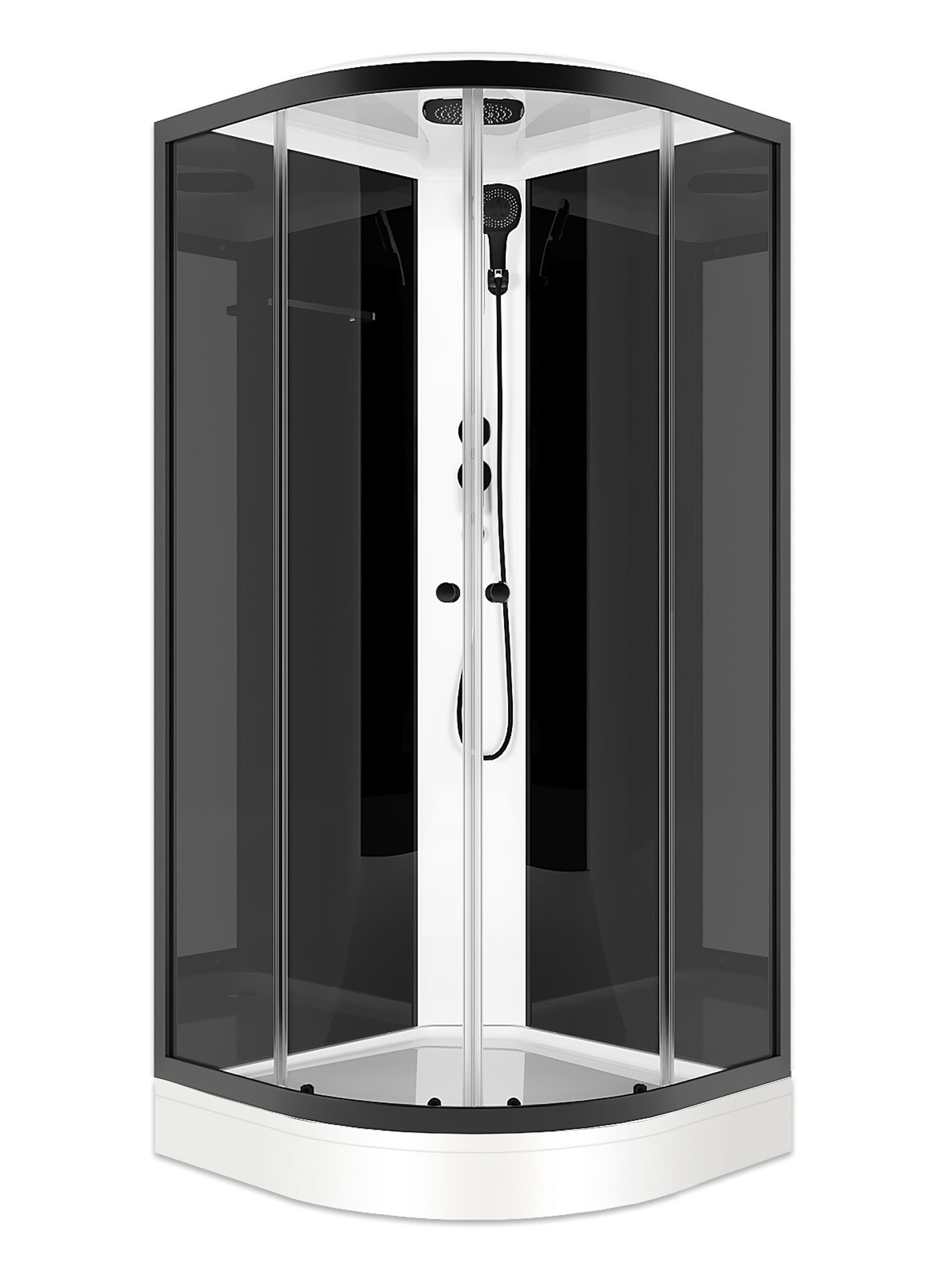 Изображение товара Душевая кабина Domani-Spa Delight Slim 99 90x90x218 см низкий поддон черные стенки, прозрачное стекло, графит профиль, Black accents