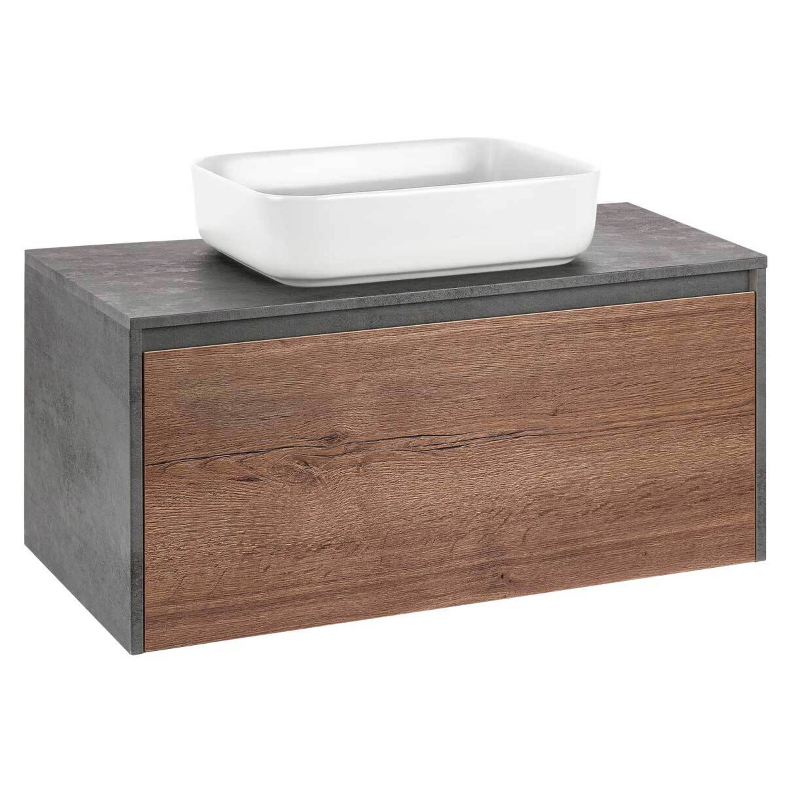 Изображение товара Тумба с накладной раковиной Vincea Меса 100 подвесная Beton/White