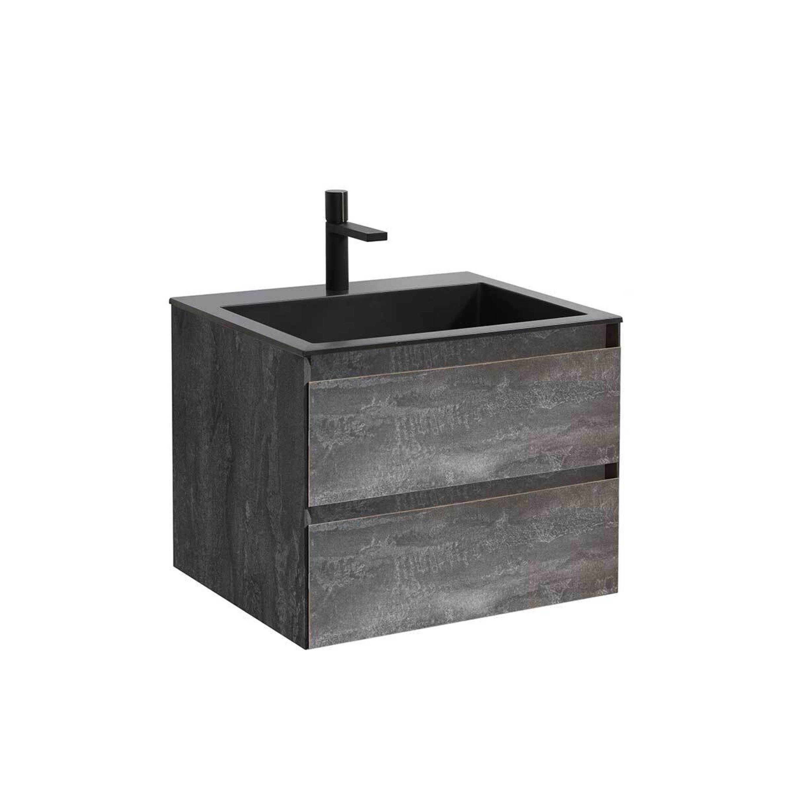 Изображение товара Тумба с раковиной Vincea Лука G.Stone Black 60см цвет серый