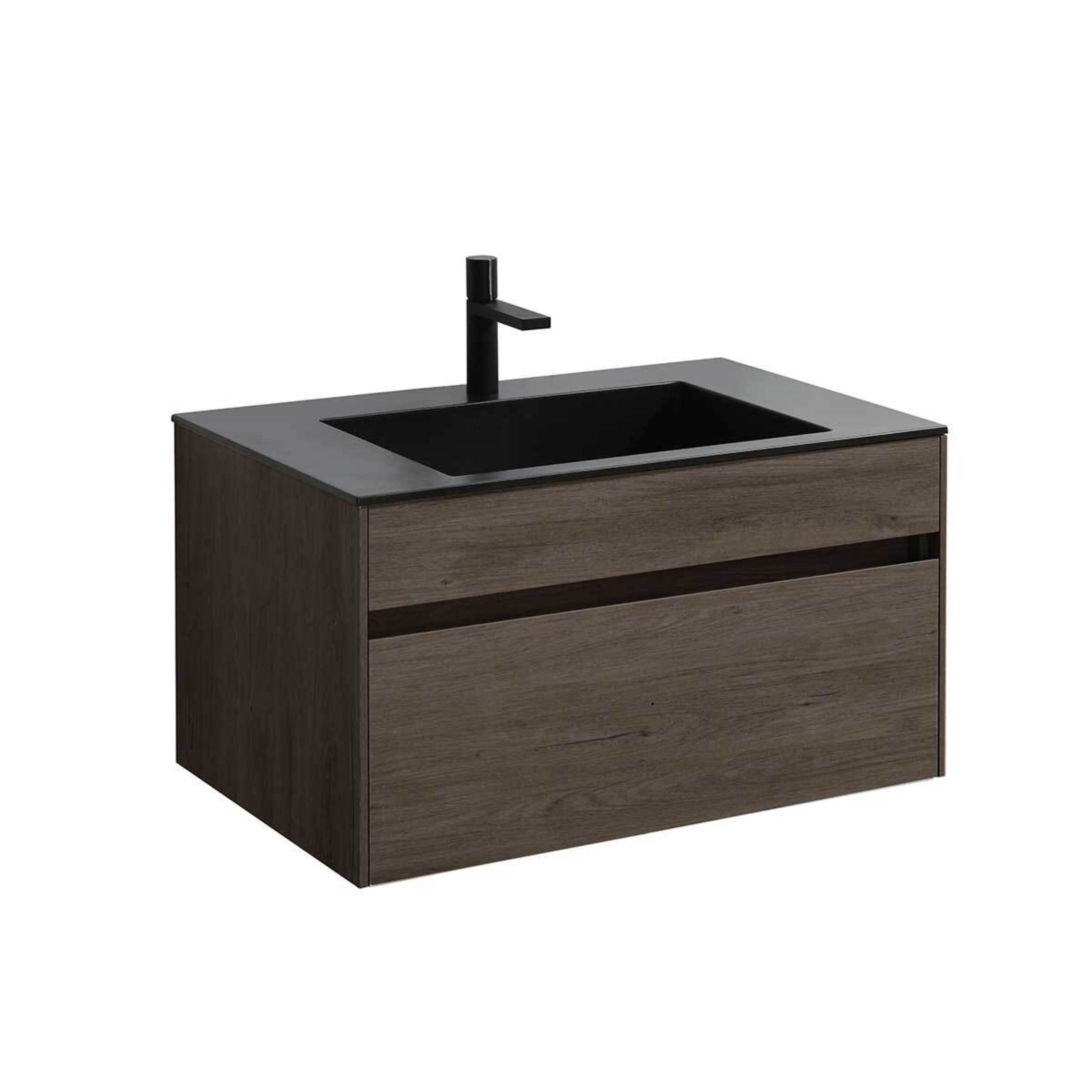 Изображение товара Тумба подвесная с раковиной VINCEA Chiara R OAK Black 80 см