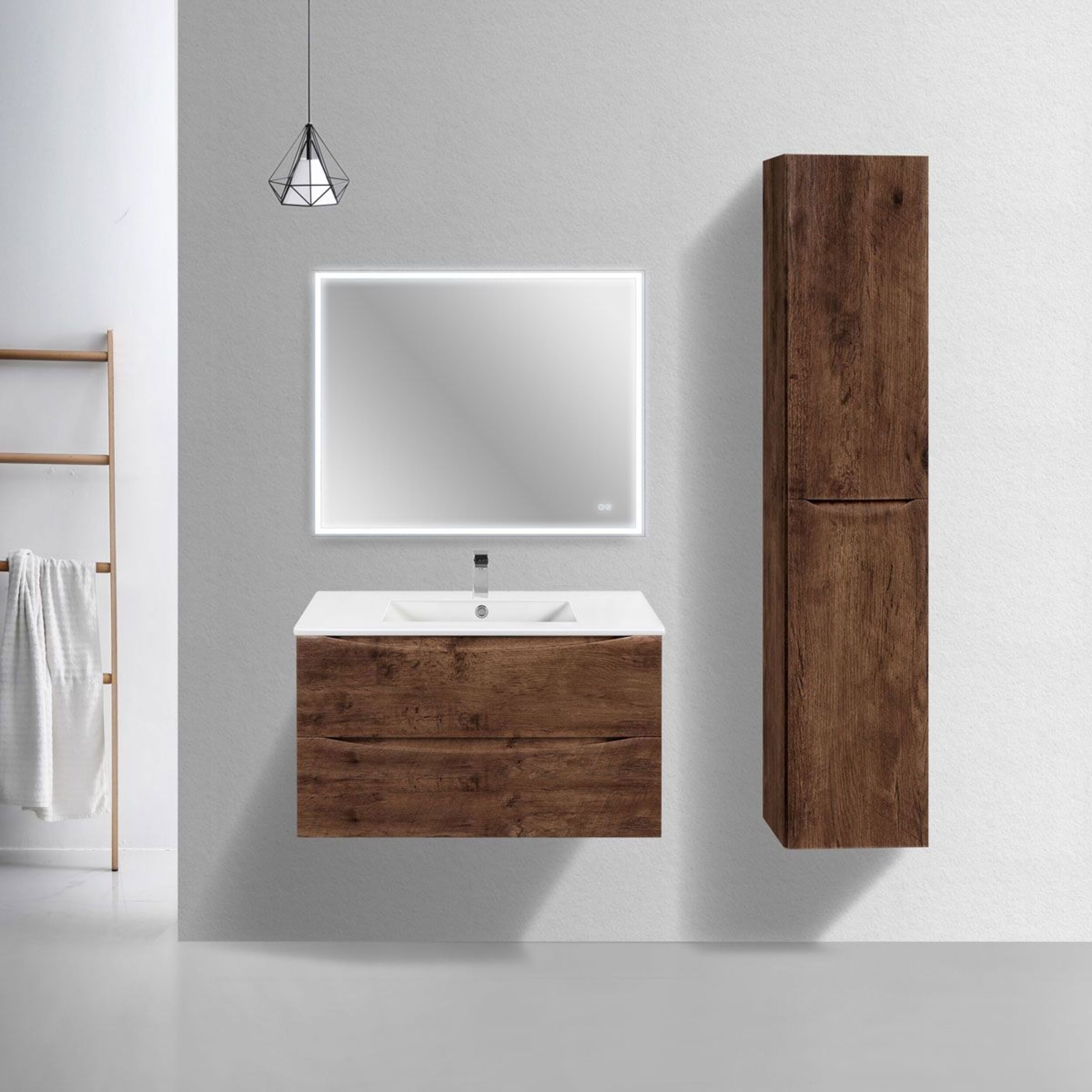 Изображение товара Тумба с раковиной Vincea Миа Slim R.Wood 90см цвет коричневый