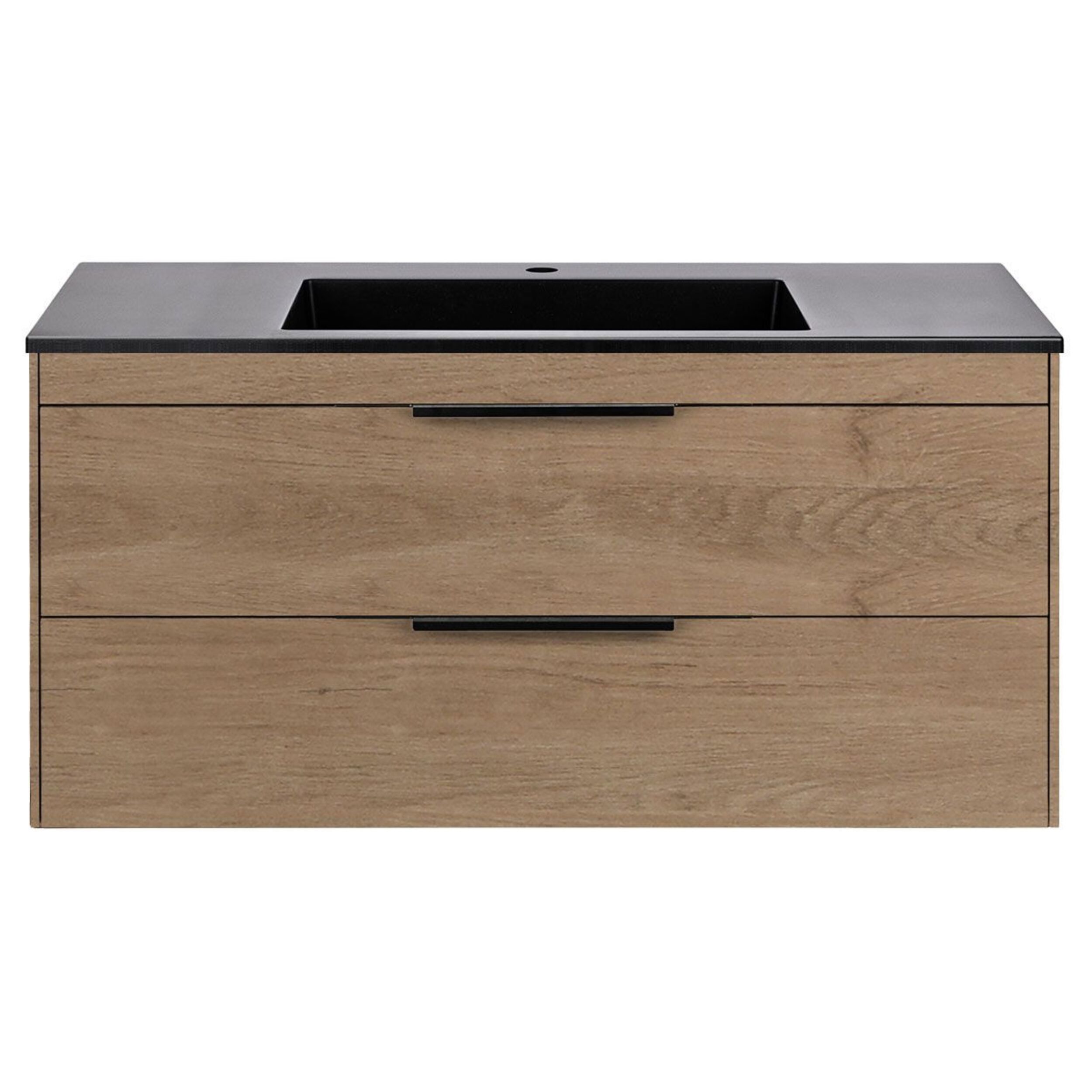 Изображение товара Тумба с раковиной из искусственного камня Vincea Chiara 2D N.Oak Black 100см цвет коричневый