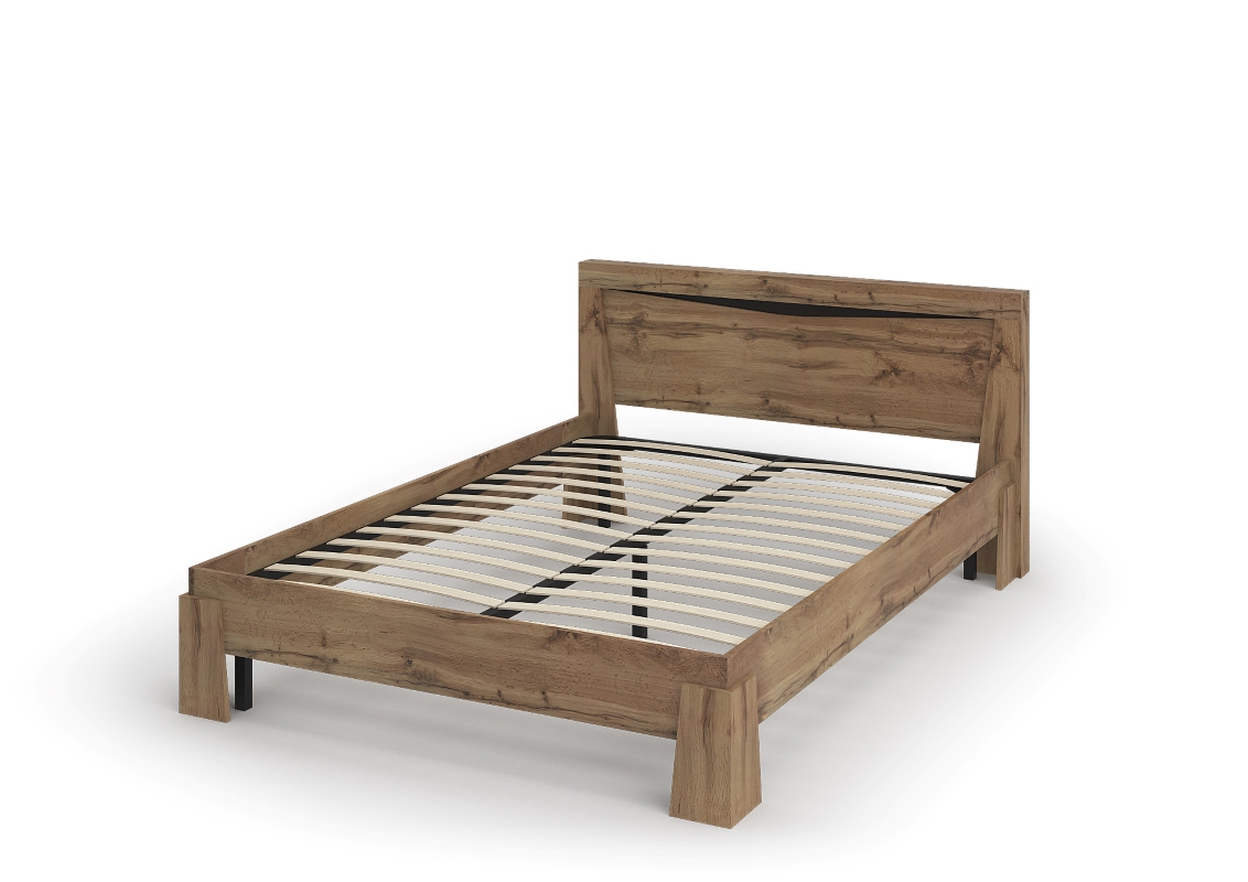 Изображение товара Кровать Стендмебель Паола 140x200 см дуб крафт золотой экологичная двуспальная мебель