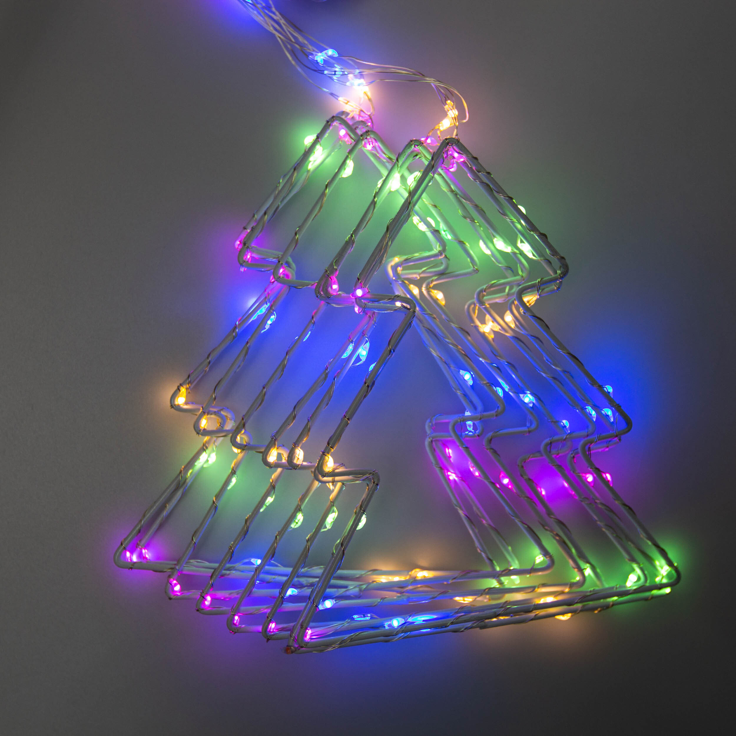 Изображение товара Гирлянда универсальная с подвесами Ёлочки MK-031RGB 5 м разноцветный для внутреннего использования