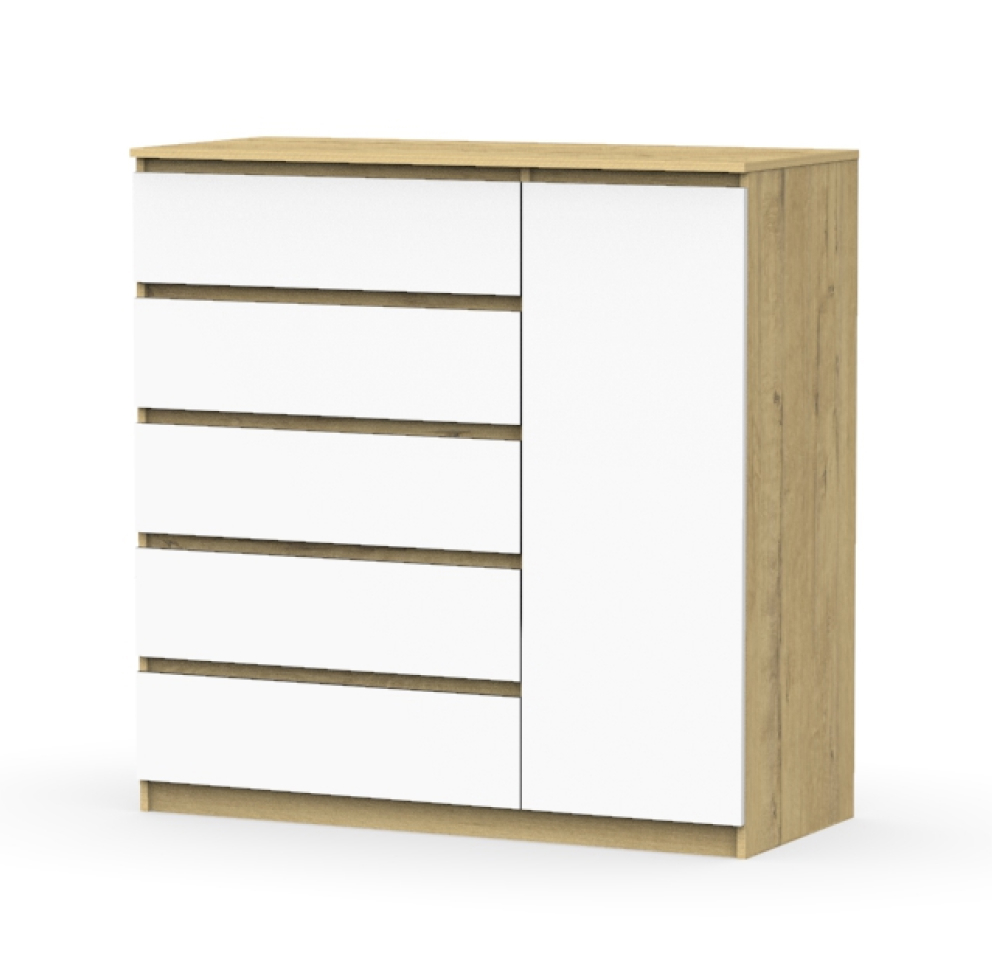 Изображение товара Комод Эверест Модерн-13 5 ящиков 120x52x98 см ЛДСП цвет бунратти/белый