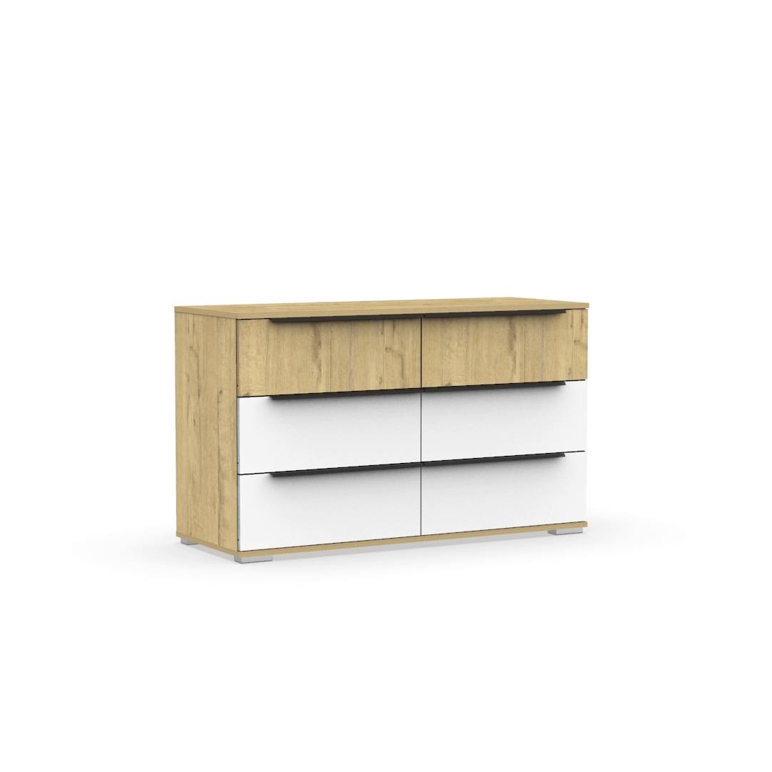 Изображение товара Комод Эверест Лайт 6 ящиков 120x45x72 см ЛДСП цвет бунратти/белый Изображение товара Комод Эверест Лайт 6 ящиков 120x45x72 см ЛДСП цвет бунратти/белый