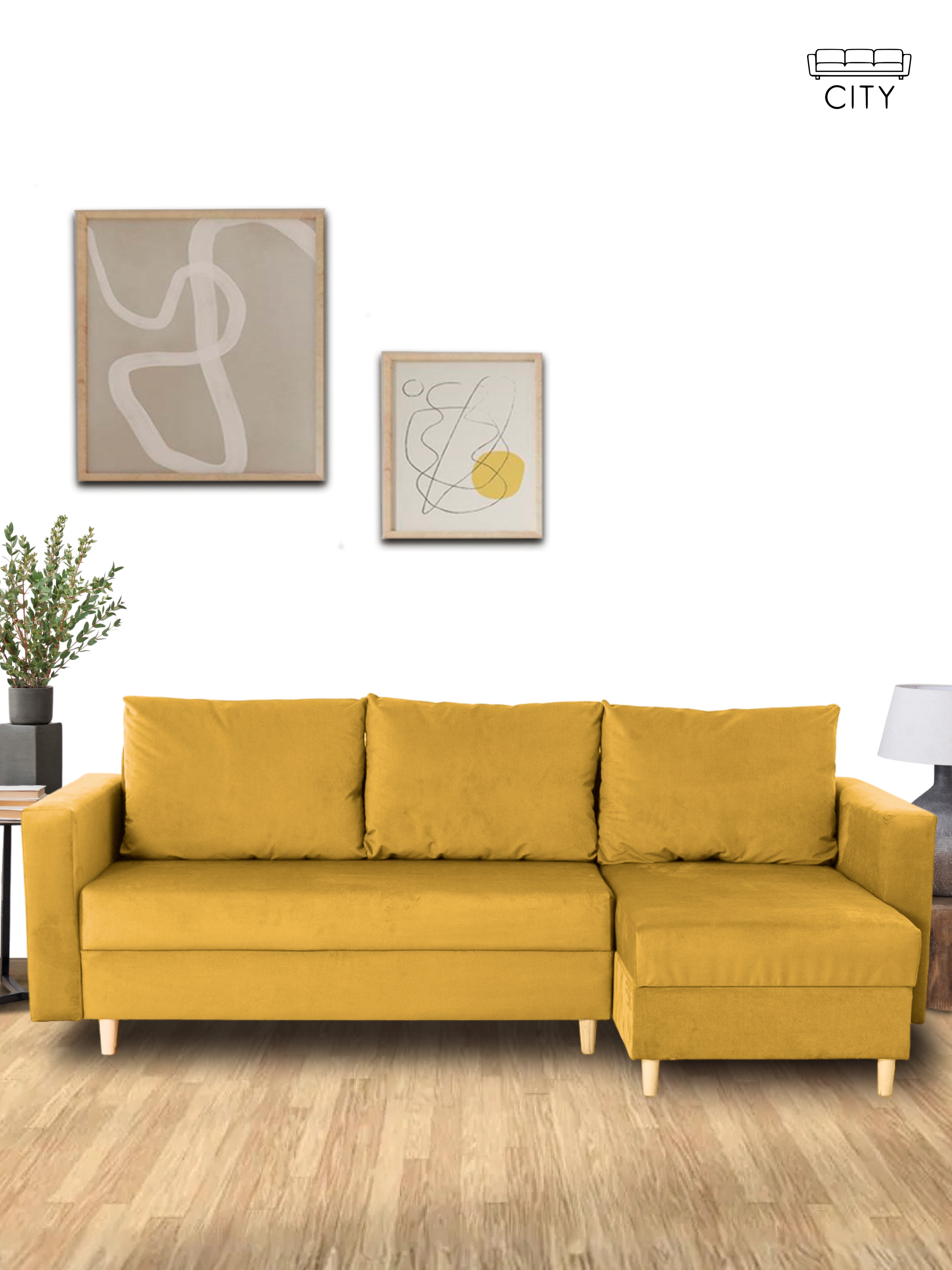 Изображение товара Диван-кровать Cityhd Ванквер угловой 240x75x145 см велюр горчичный