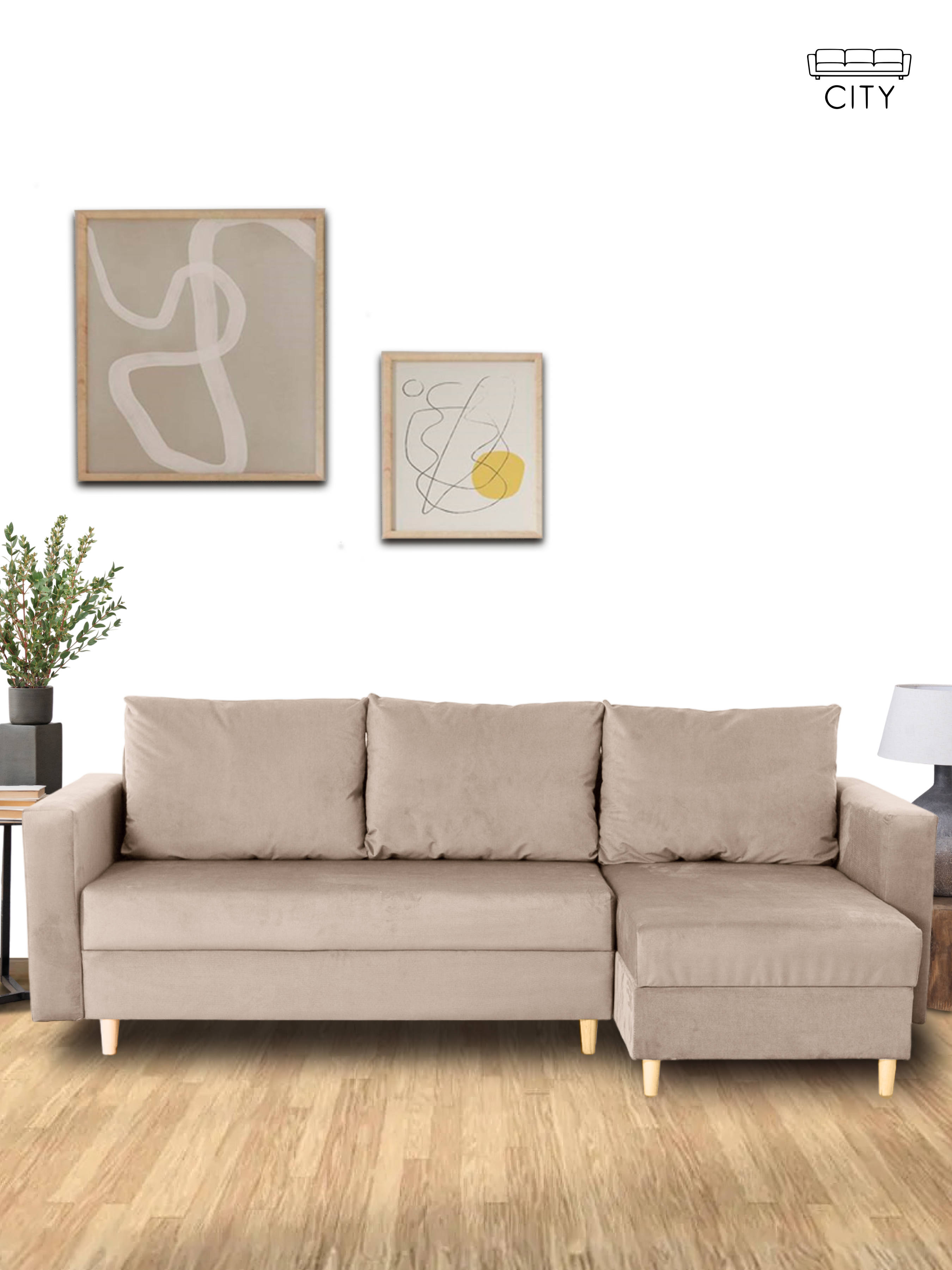 Изображение товара Диван-кровать угловой Cityhd Ванквер 240x75x145 см велюр бежевый