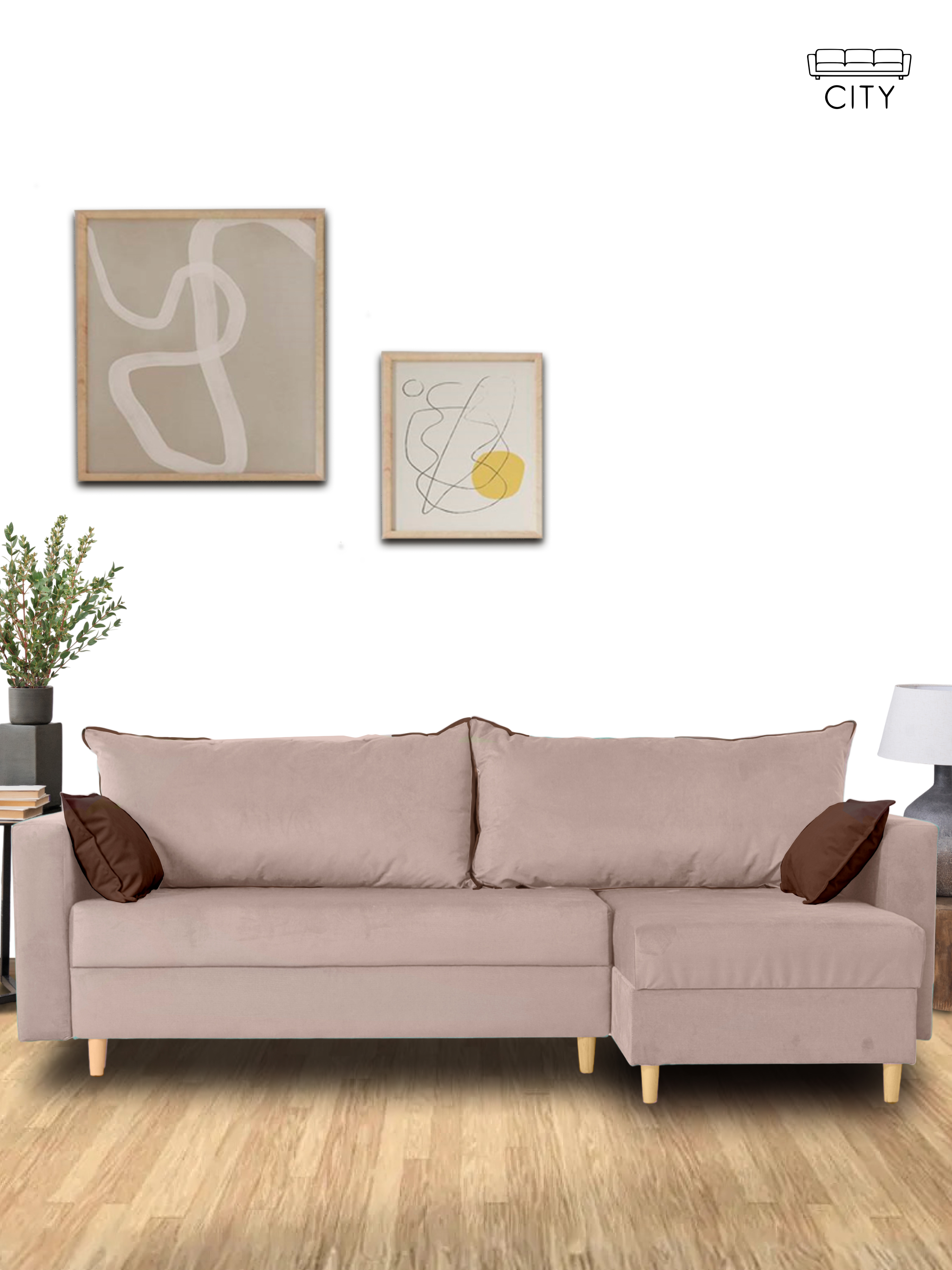 Изображение товара Диван-кровать Cityhd угловой Венеция 240x75x145 см бежевый