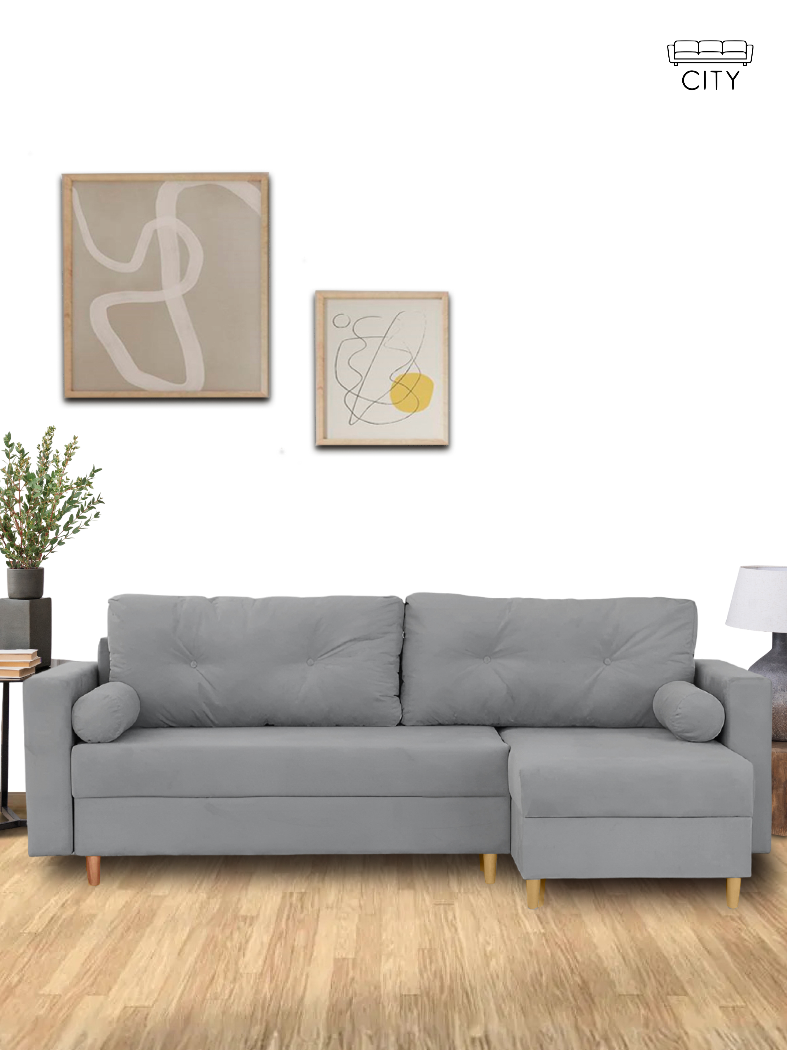 Изображение товара Диван-кровать Cityhd угловой Киото 240x75x145 см велюр цвет серый