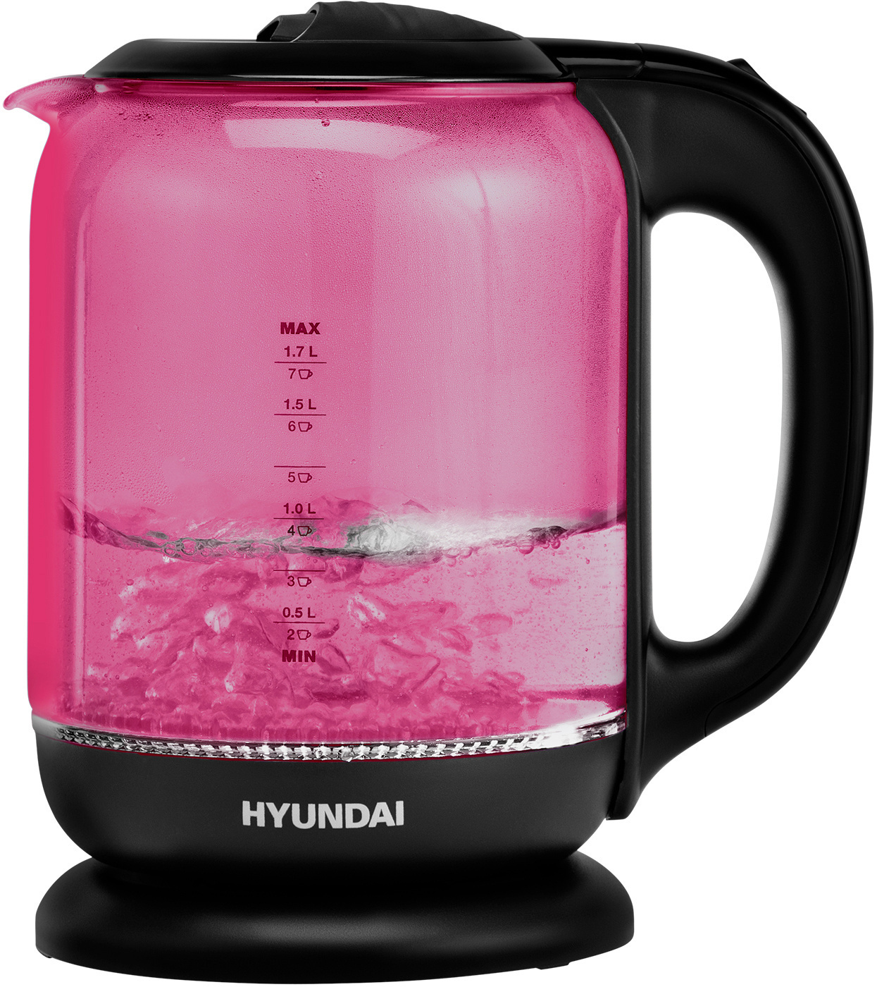 Изображение товара Электрический чайник Hyundai HYK-G4808 1.7 л стекло малиновый быстрый нагрев