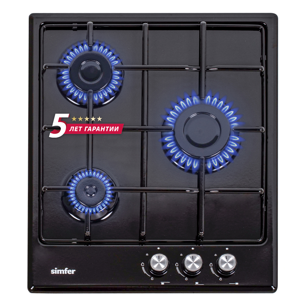 Изображение товара Газовая варочная панель Simfer H45V30B470 45 см 3 конфорки черная