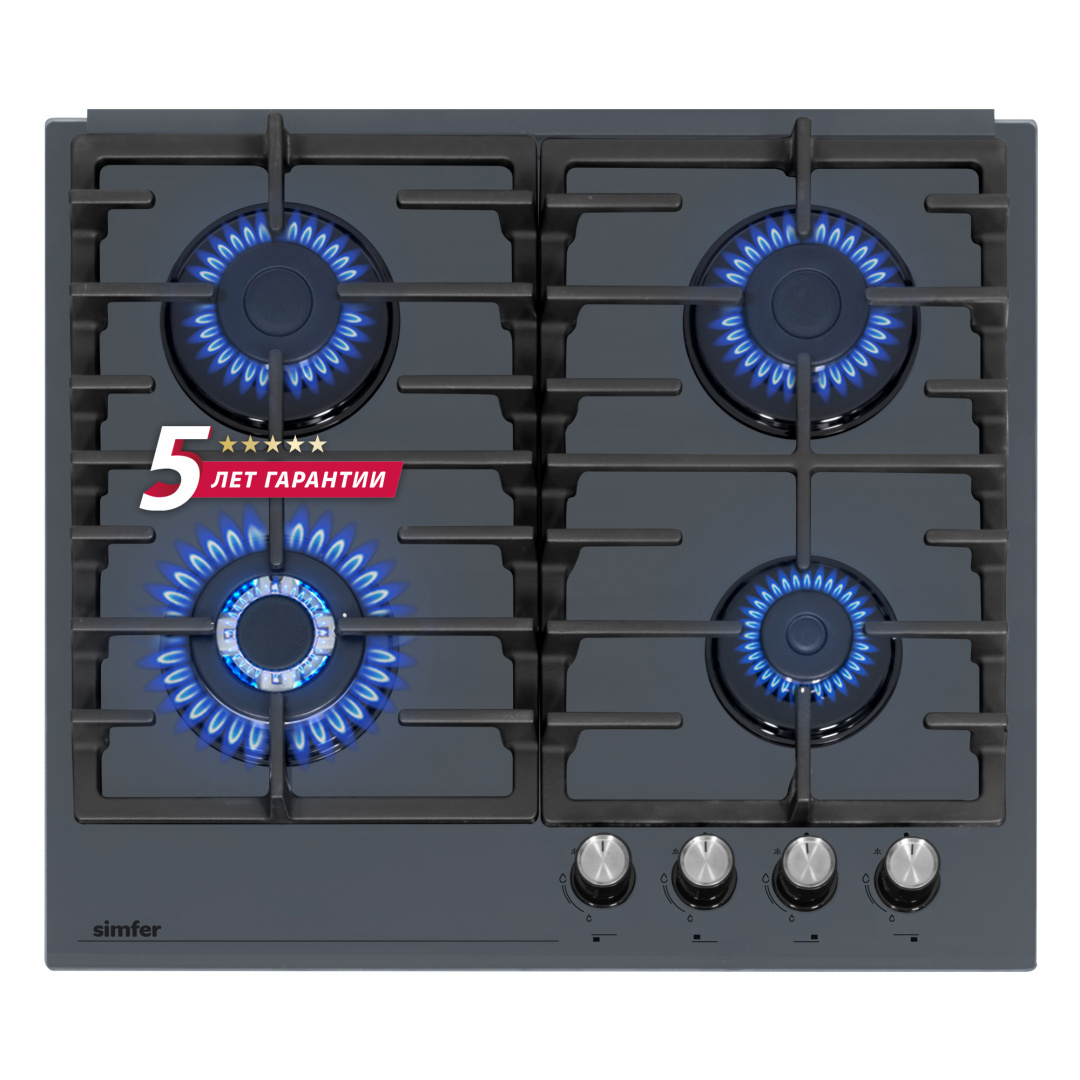 Изображение товара Газовая варочная панель Simfer H60H41G570 60 см 4 конфорки серое стекло