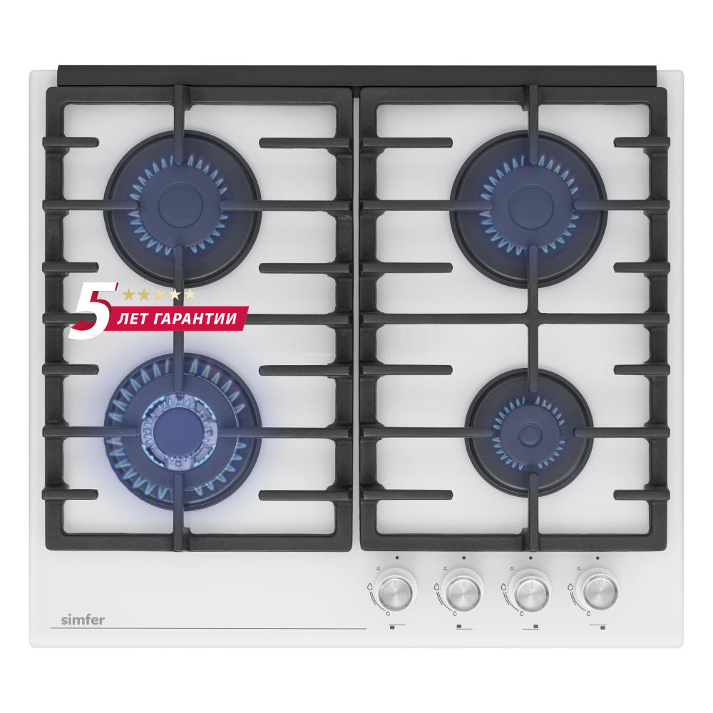 Изображение товара Газовая варочная панель Simfer H60H41С570 60 см 4 конфорки цвет белое стекло