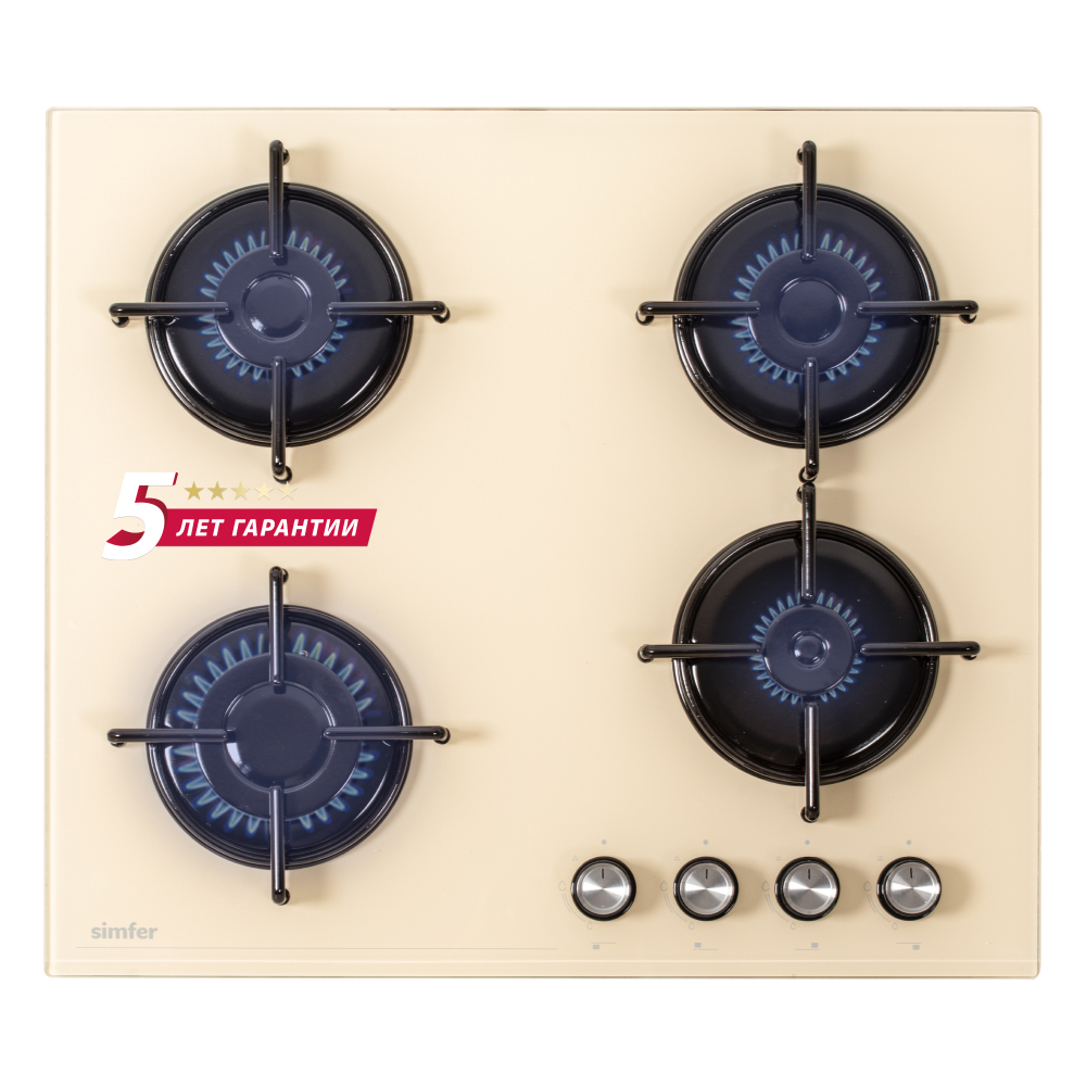 Изображение товара Газовая варочная панель Simfer H60N40J570 60 см 4 конфорки бежевое стекло