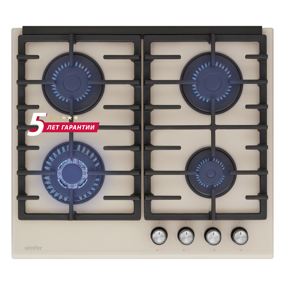 Изображение товара Газовая варочная панель Simfer H60H41J570 4 конфорки бежевое стекло