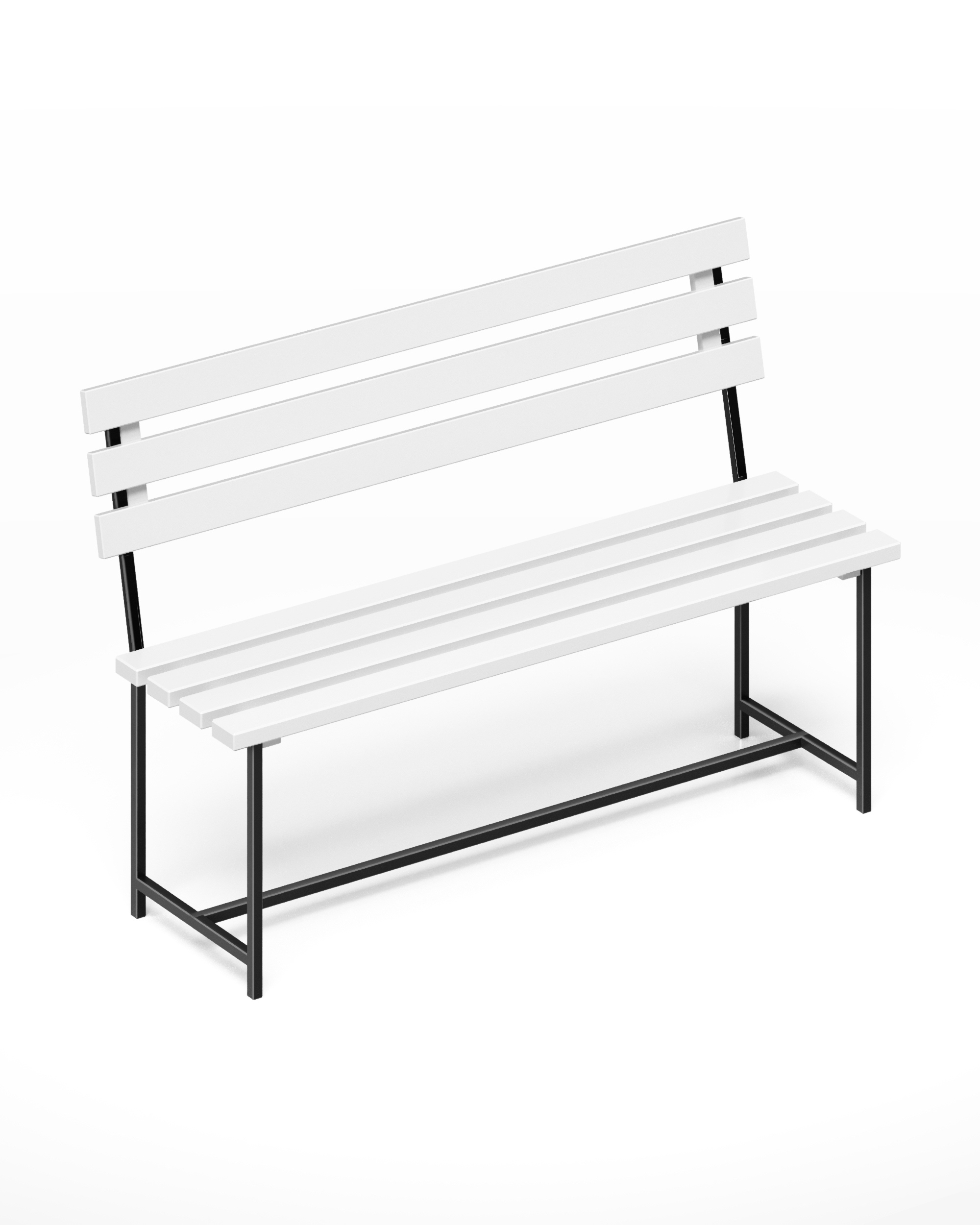 Изображение товара Садовая скамейка Solarius 137 см белая из дерева и стали для дачи и двора