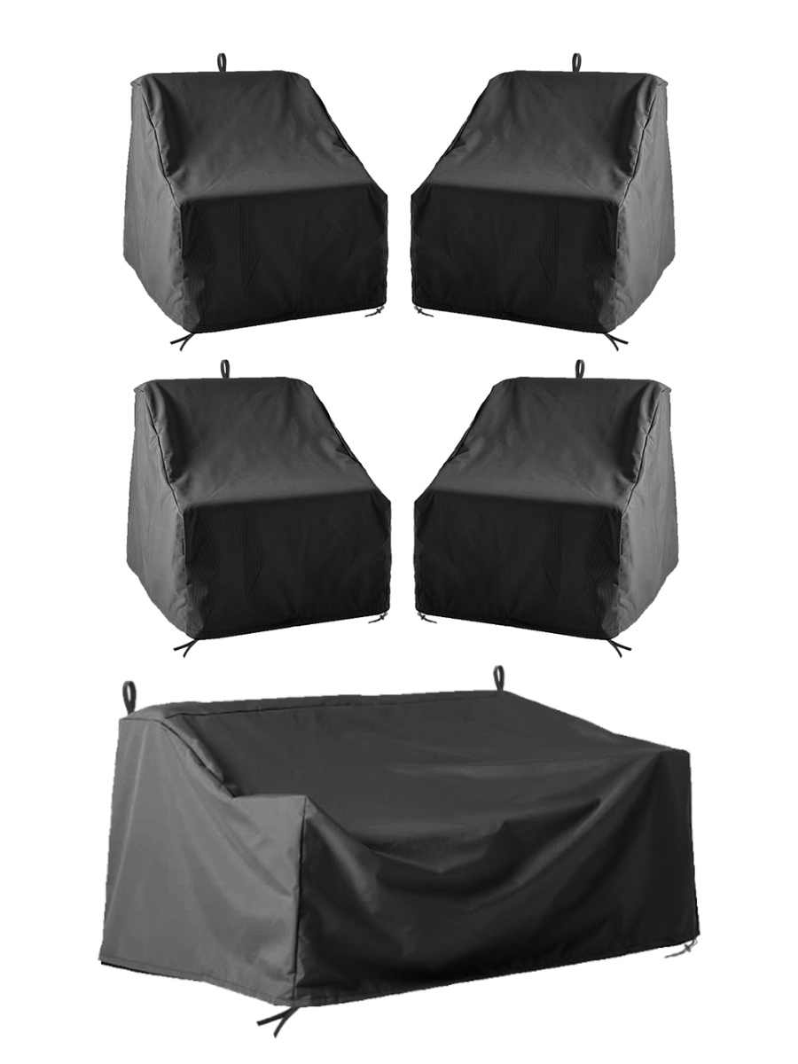 Изображение товара Комплект чехлов для дивана и кресел Tplus 4шт оксфорд 240 черный защита уличной мебели