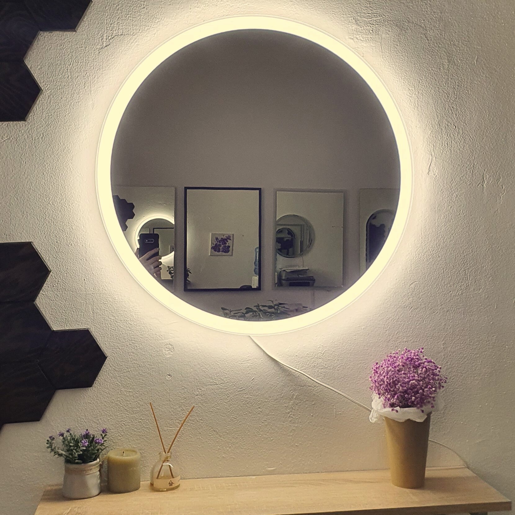 Изображение товара Зеркало для ванной Alfa mirrors Светлана 50 Svet-5Vzt с подсветкой 50x50см