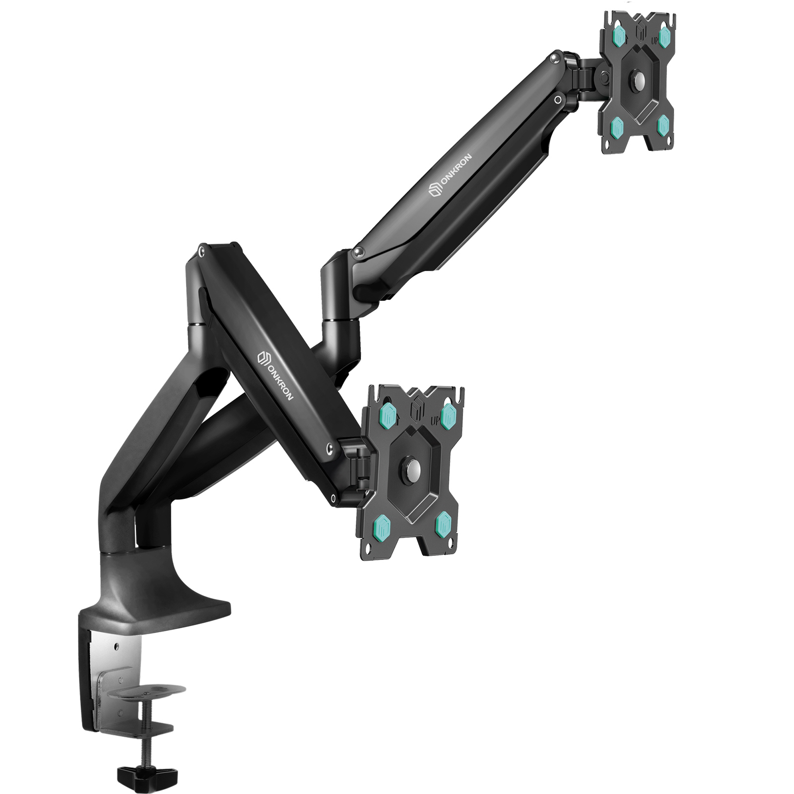 Изображение товара Кронштейн для двух мониторов ONKRON G200 настольный газлифт черный