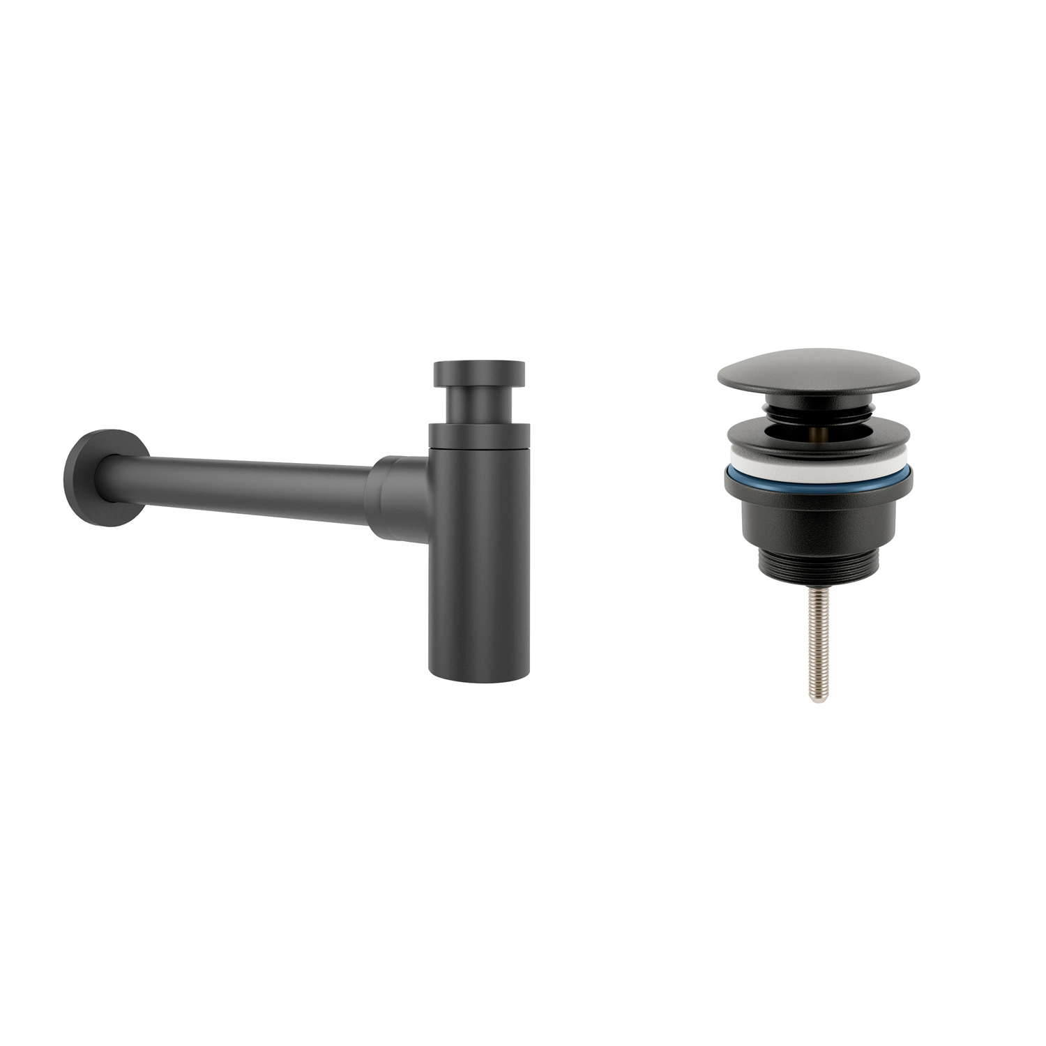 Изображение товара Набор сифона для раковины и донный клапан Wellsee Drainage System 182105003 черный матовый