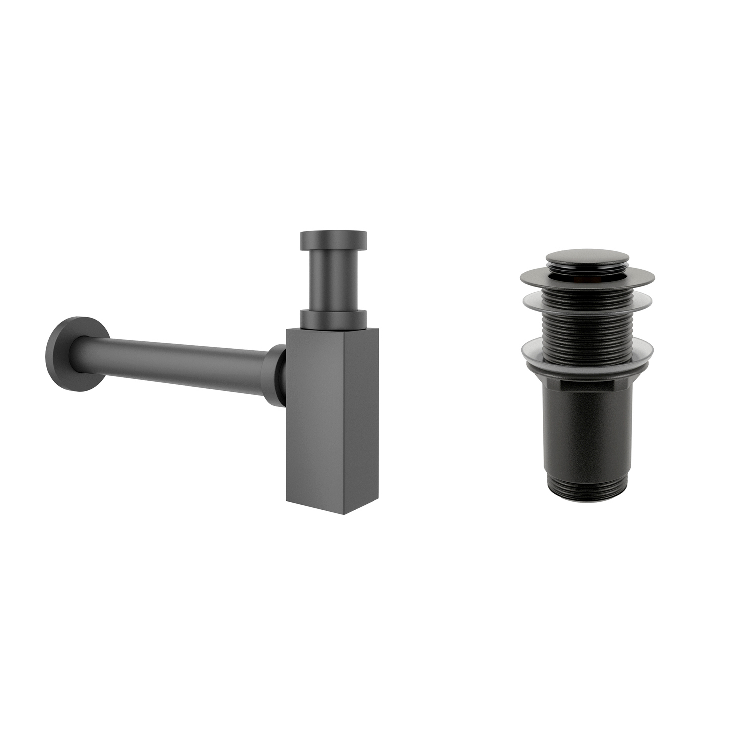 Изображение товара Набор сифон для раковины и донный клапан Wellsee Drainage System 182110002 черный матовый