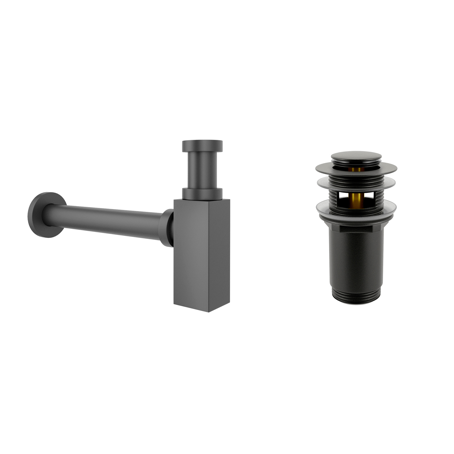 Изображение товара Набор сифон и донный клапан Wellsee Drainage System 182110001 черный матовый