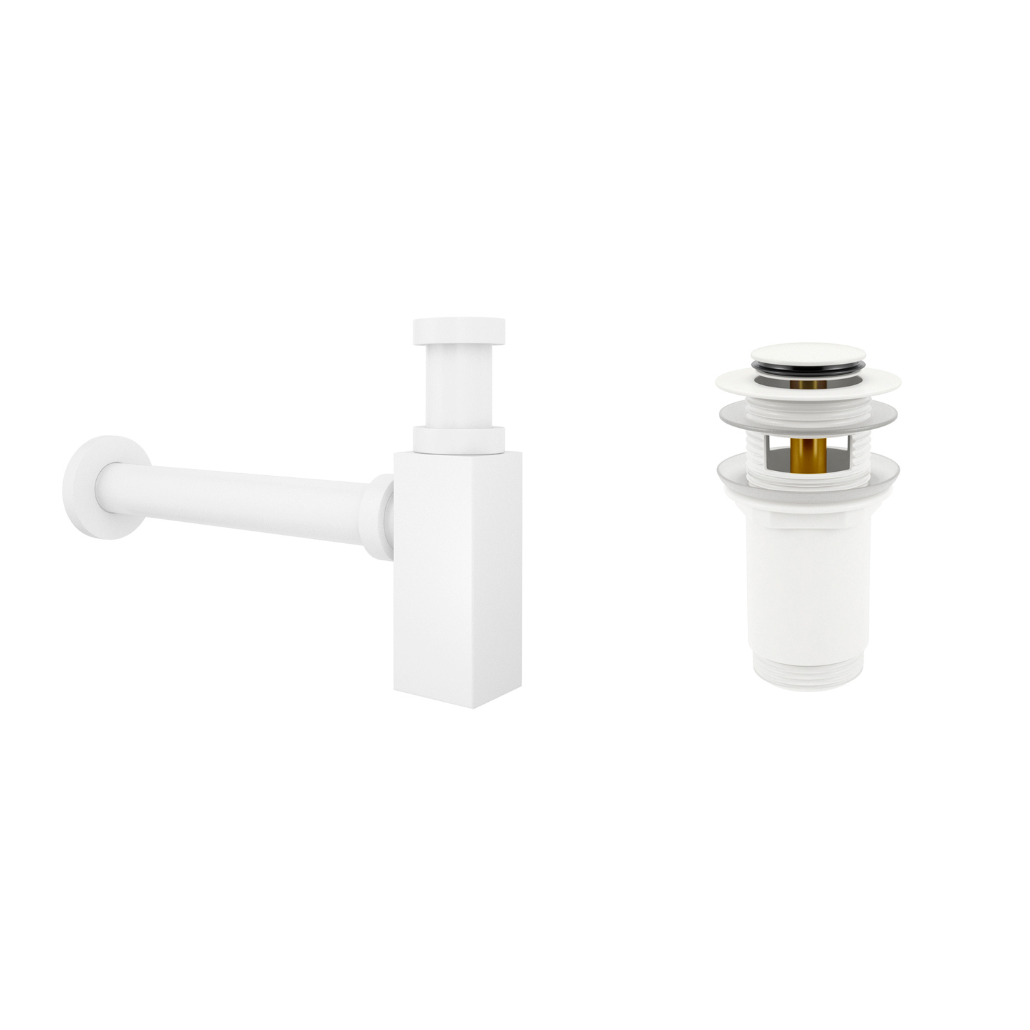 Изображение товара Набор сифон для раковины и донный клапан WELLSEE Drainage System белый матовый