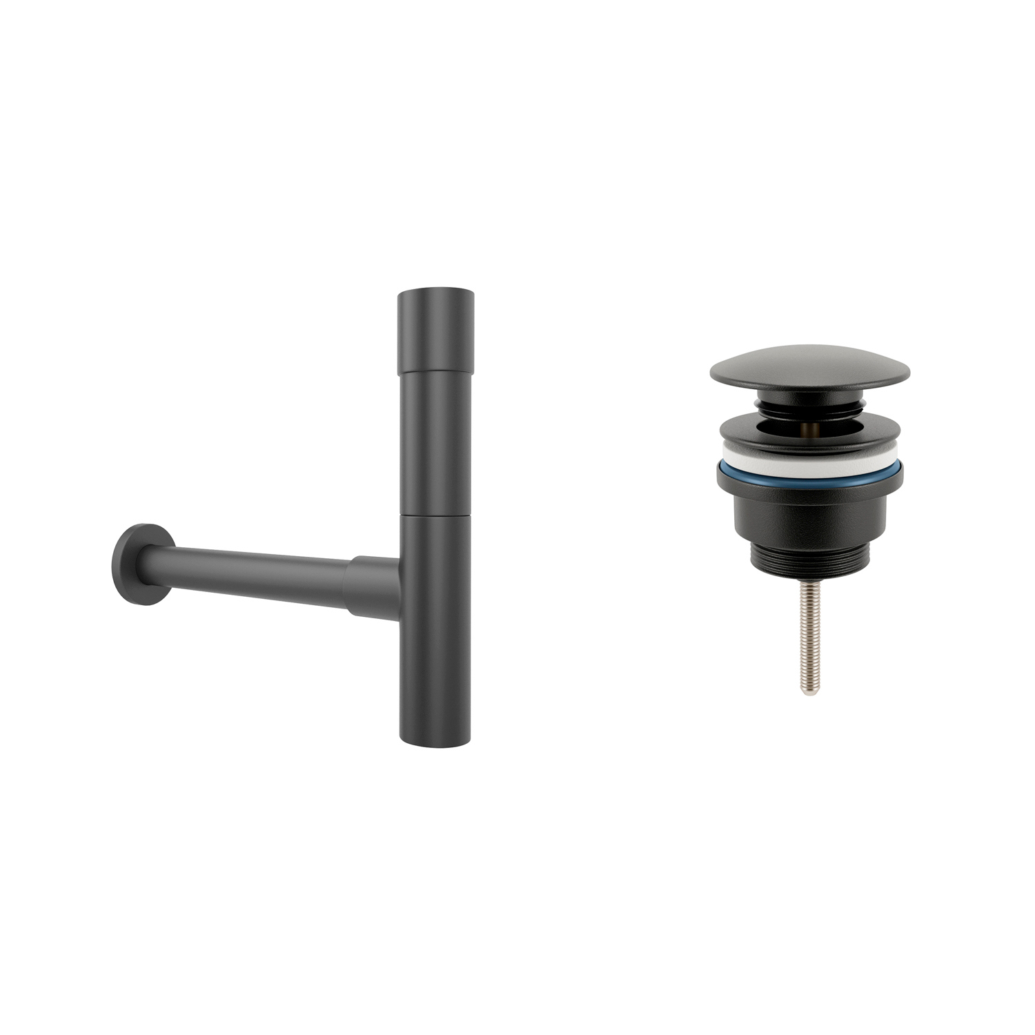 Изображение товара Набор сифон для раковины и донный клапан Wellsee Drainage System 182115003 черный матовый