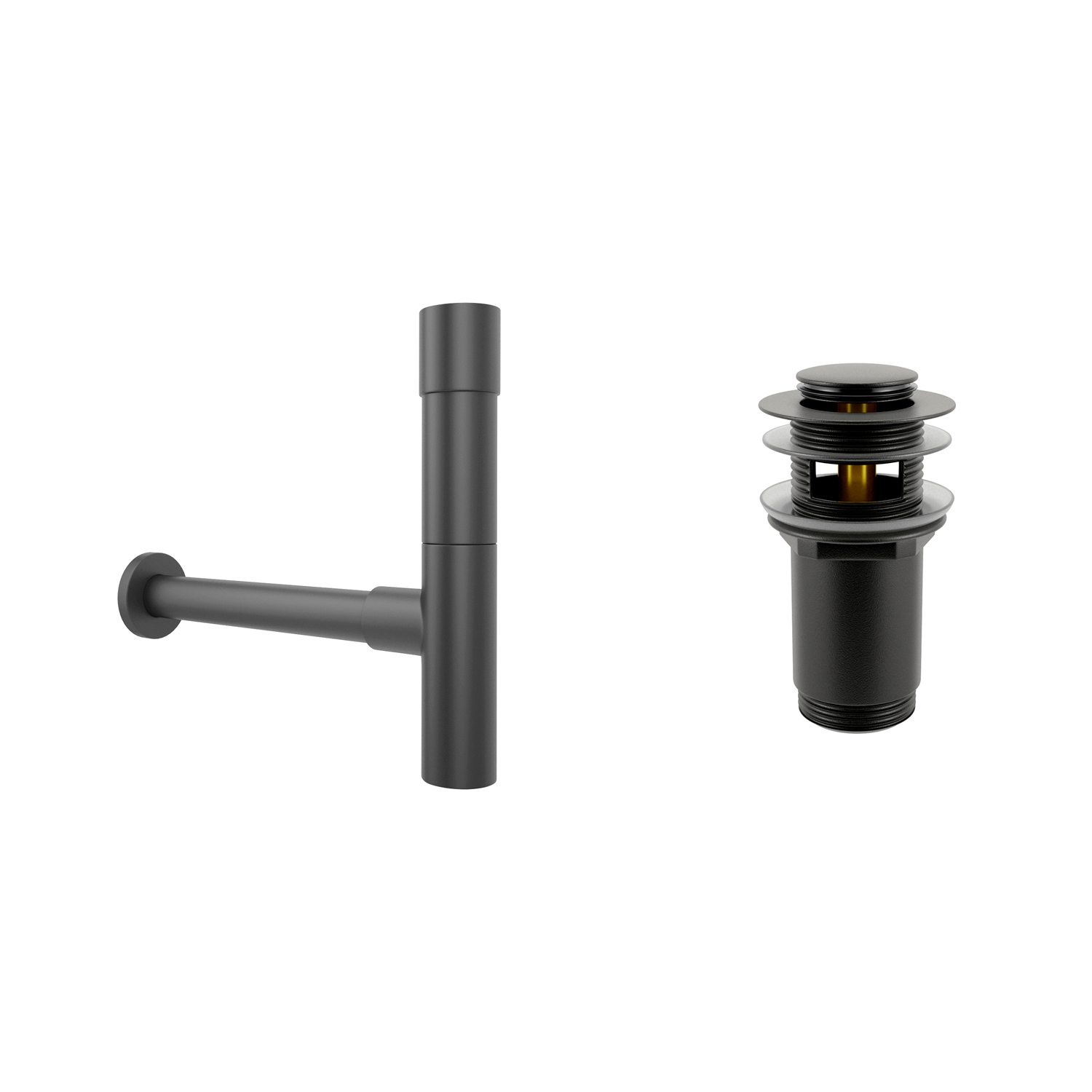 Изображение товара Набор сифона с донным клапаном Wellsee Drainage System черный матовый Польша