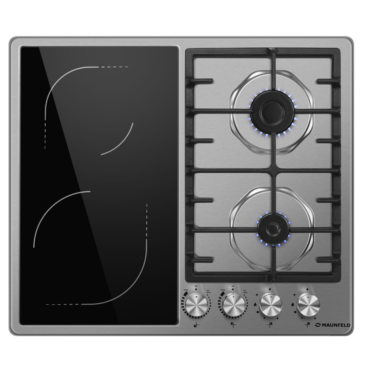 Изображение товара Комбинированная варочная панель Maunfeld 4 конфорки с газом и электроэнергией черный