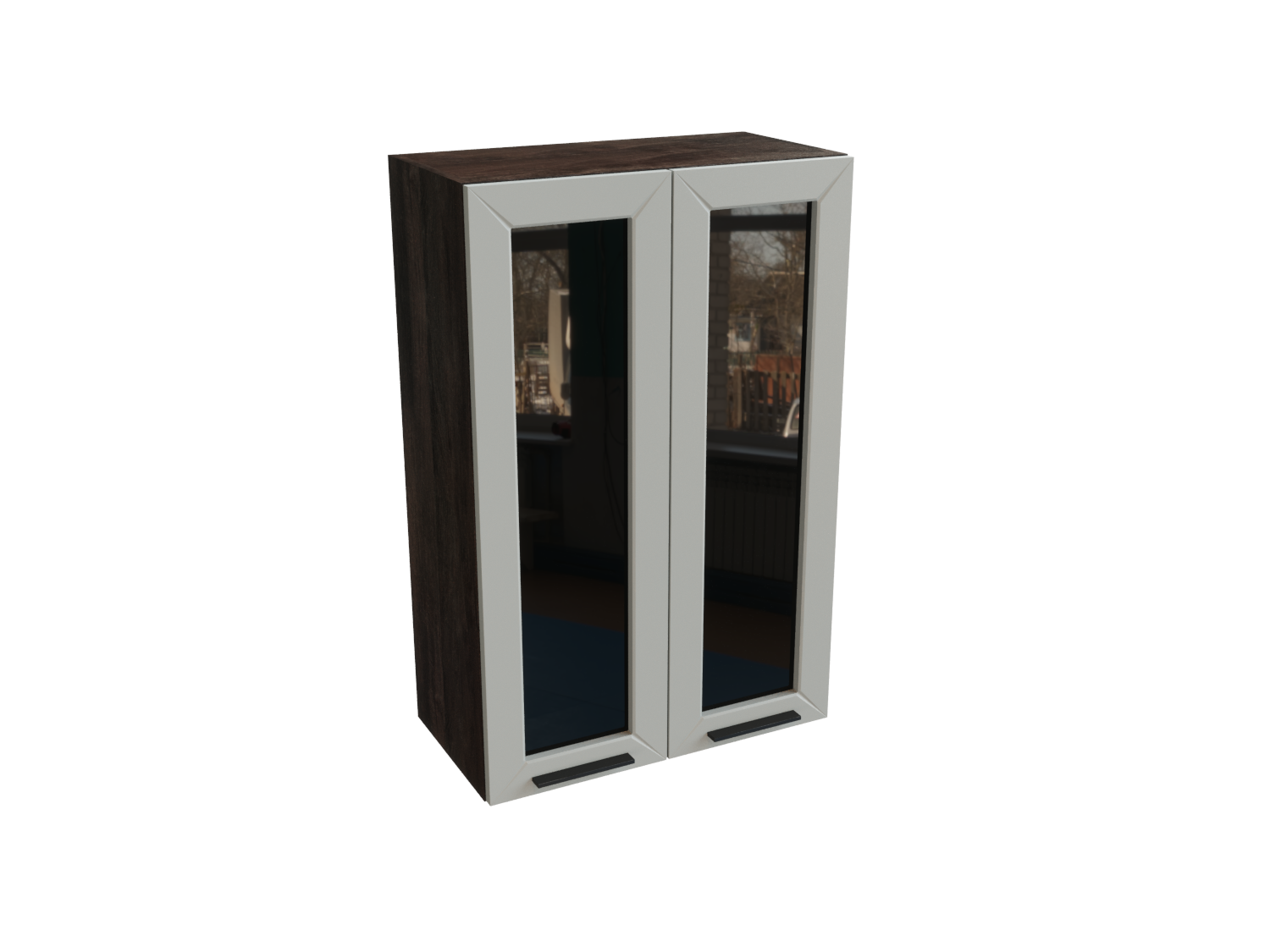 Изображение товара Навесной шкаф со стеклом Сурская мебель Гейнсборо силк 60x92x31.8 см 2 дверцы ЛДСП цвет кальяри/гейнсборо